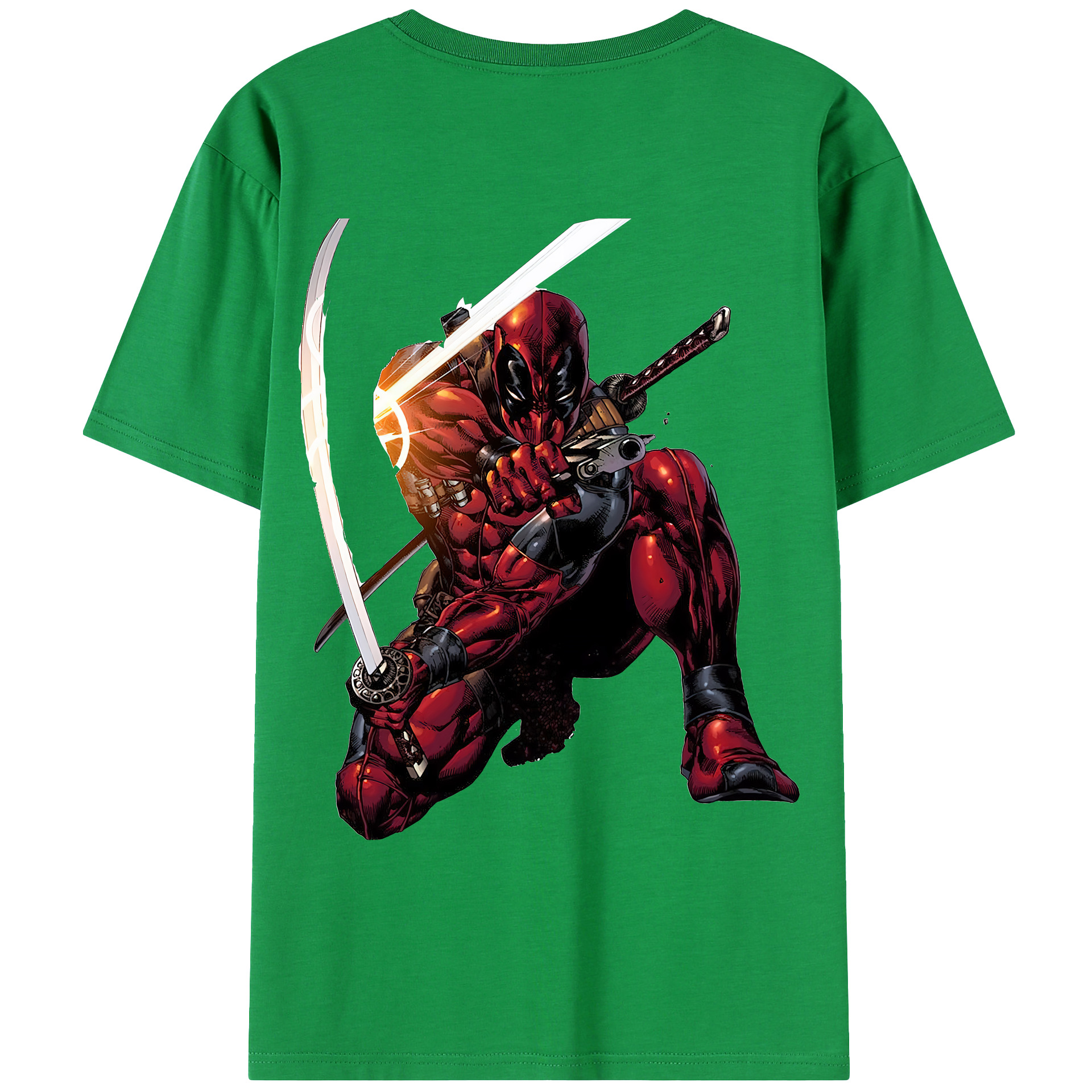 （画像用） Deadpool デッドプール 綿100％ メンズ半袖Tシャツ（バックプリント） 通気性