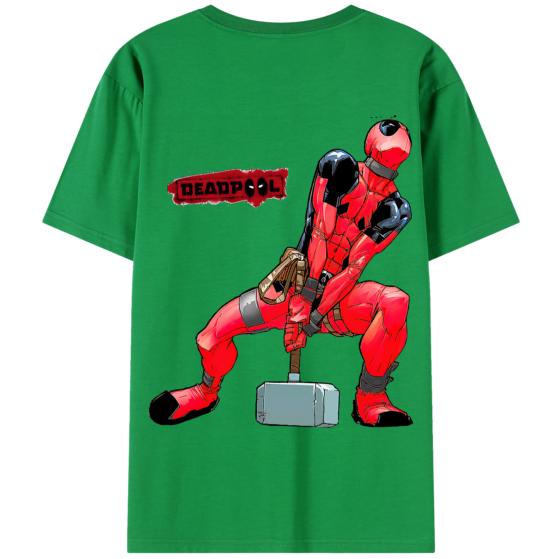 （画像用） Deadpool デッドプール 綿100％ メンズ半袖Tシャツ（バックプリント） 通気性