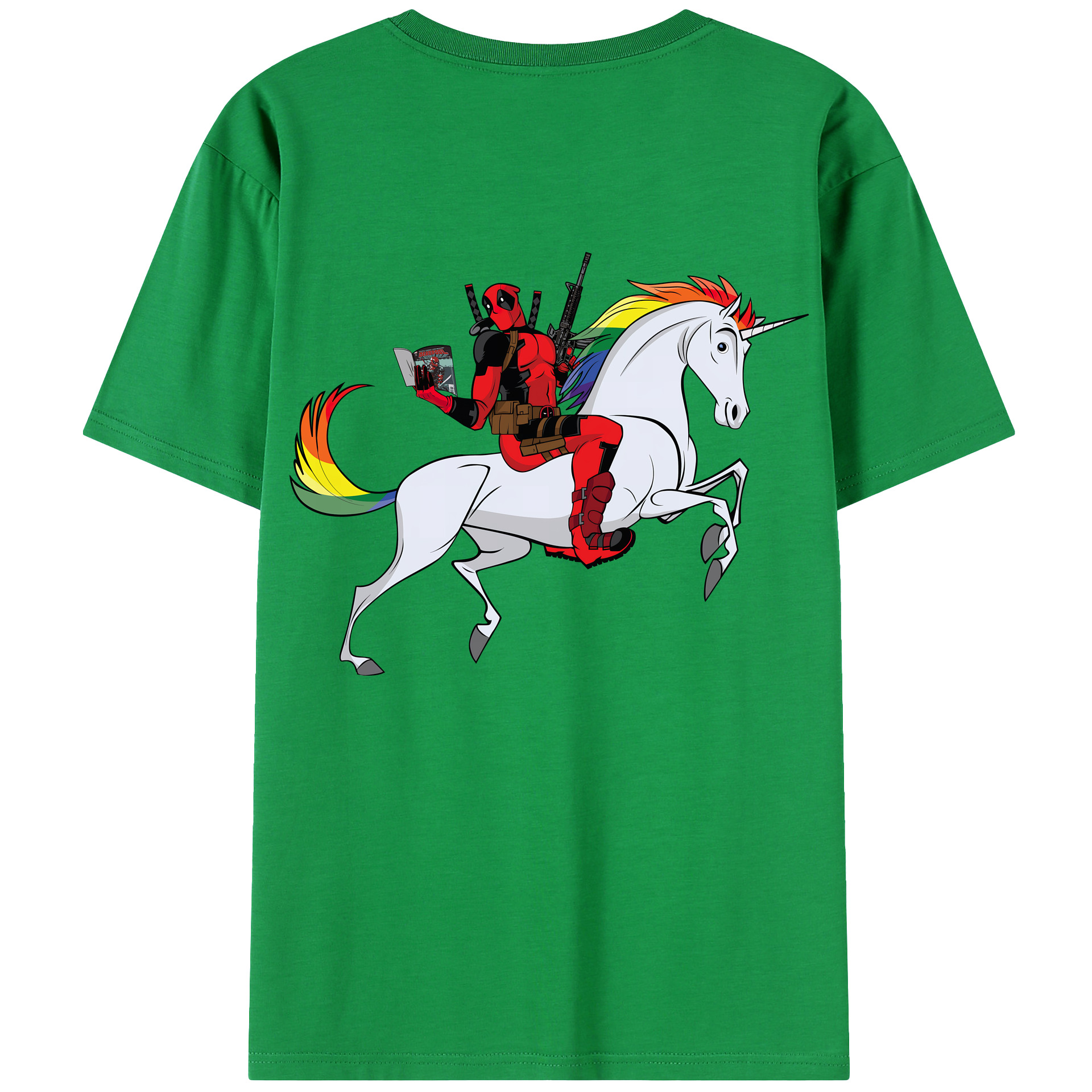 （画像用） Deadpool デッドプール 綿100％ メンズ半袖Tシャツ（バックプリント） 通気性