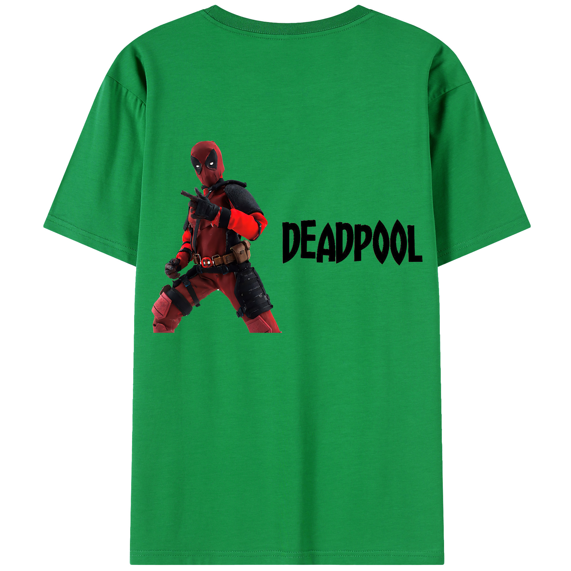 （画像用） Deadpool デッドプール 綿100％ メンズ半袖Tシャツ（バックプリント） 通気性