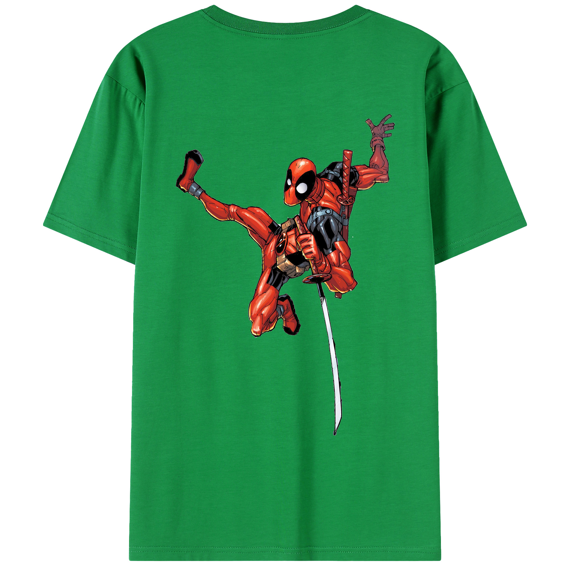 （画像用） Deadpool デッドプール 綿100％ メンズ半袖Tシャツ（バックプリント） 通気性