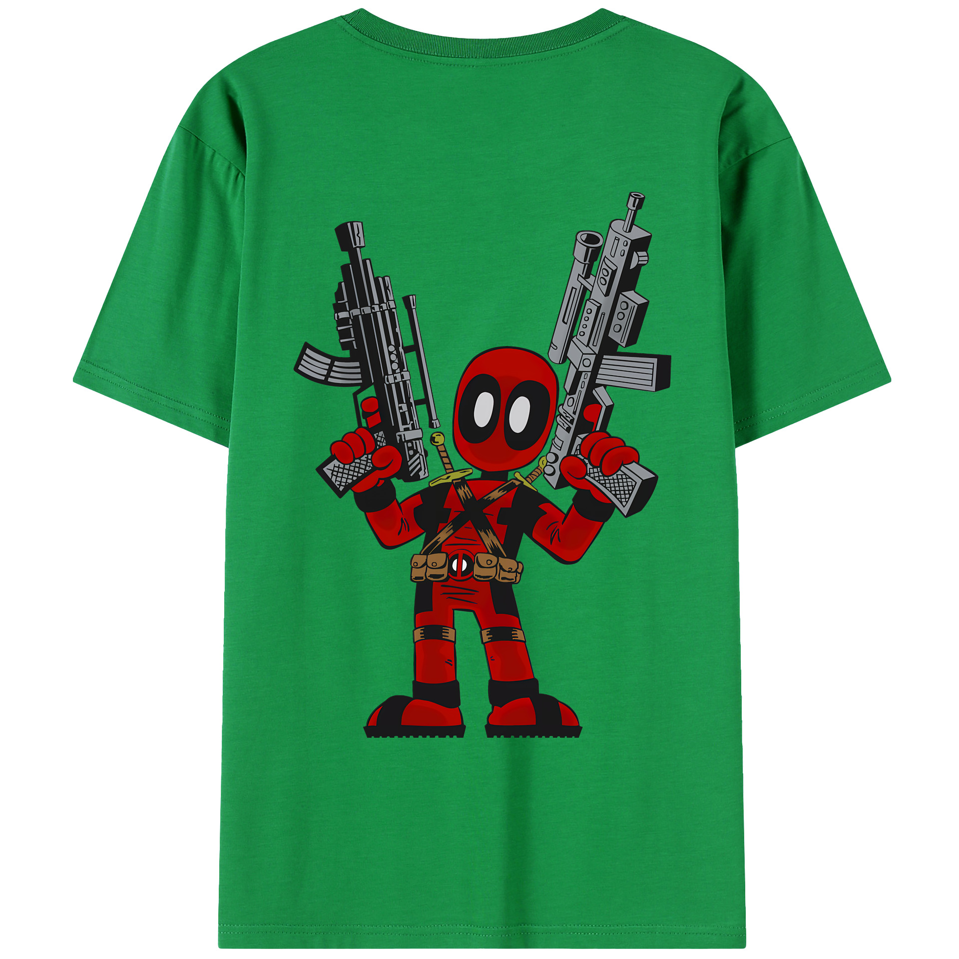 （画像用） Deadpool デッドプール 綿100％ メンズ半袖Tシャツ（バックプリント） 通気性