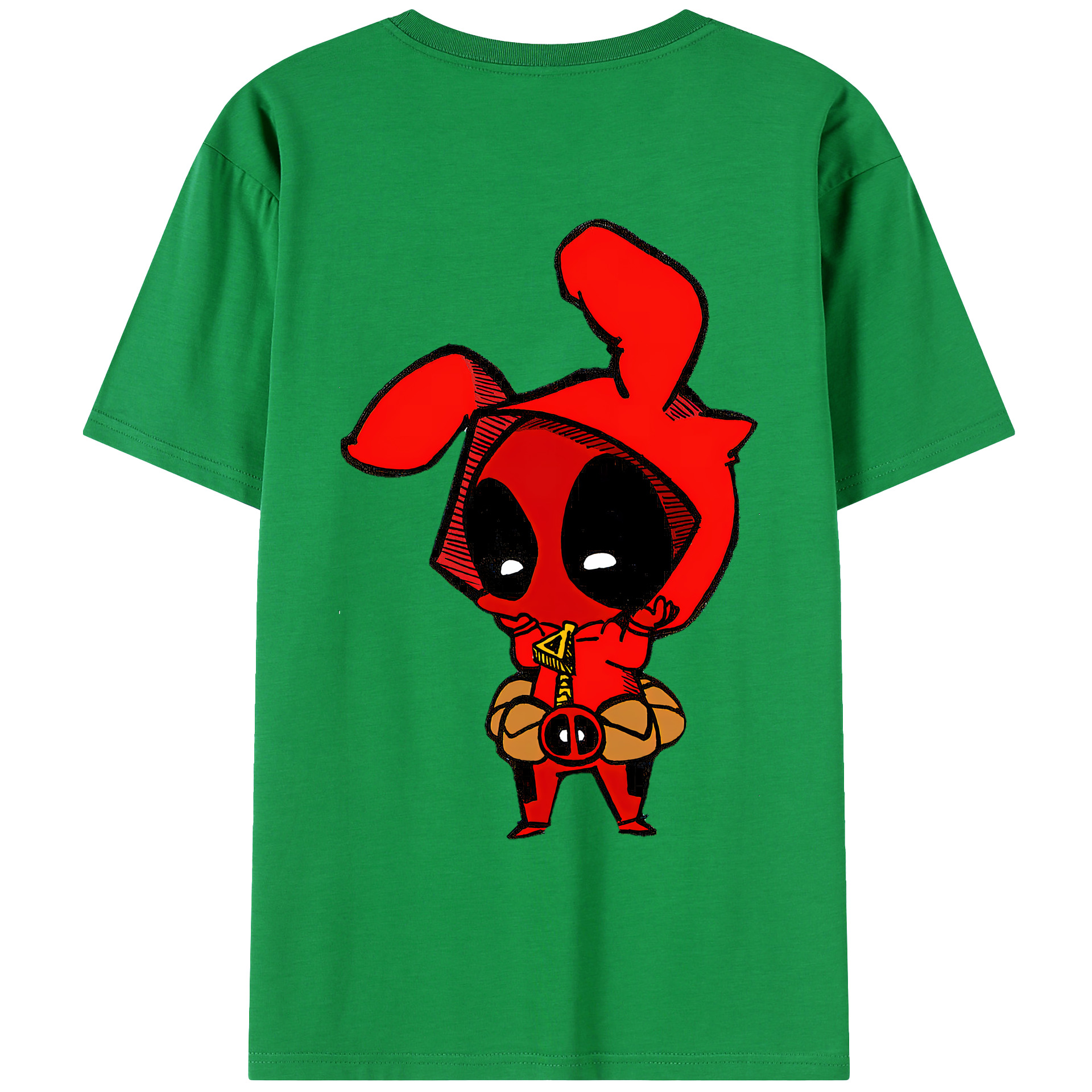 （画像用） Deadpool デッドプール 綿100％ メンズ半袖Tシャツ（バックプリント） 通気性