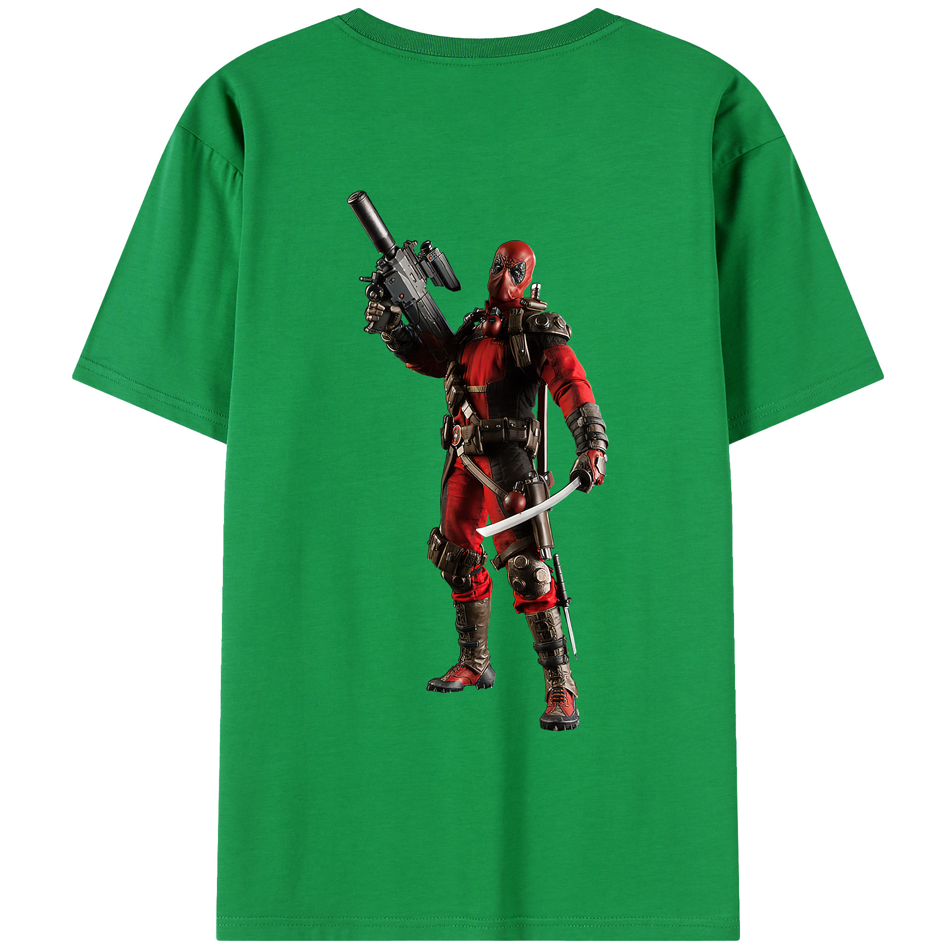 （画像用） Deadpool デッドプール 綿100％ メンズ半袖Tシャツ（バックプリント） 通気性