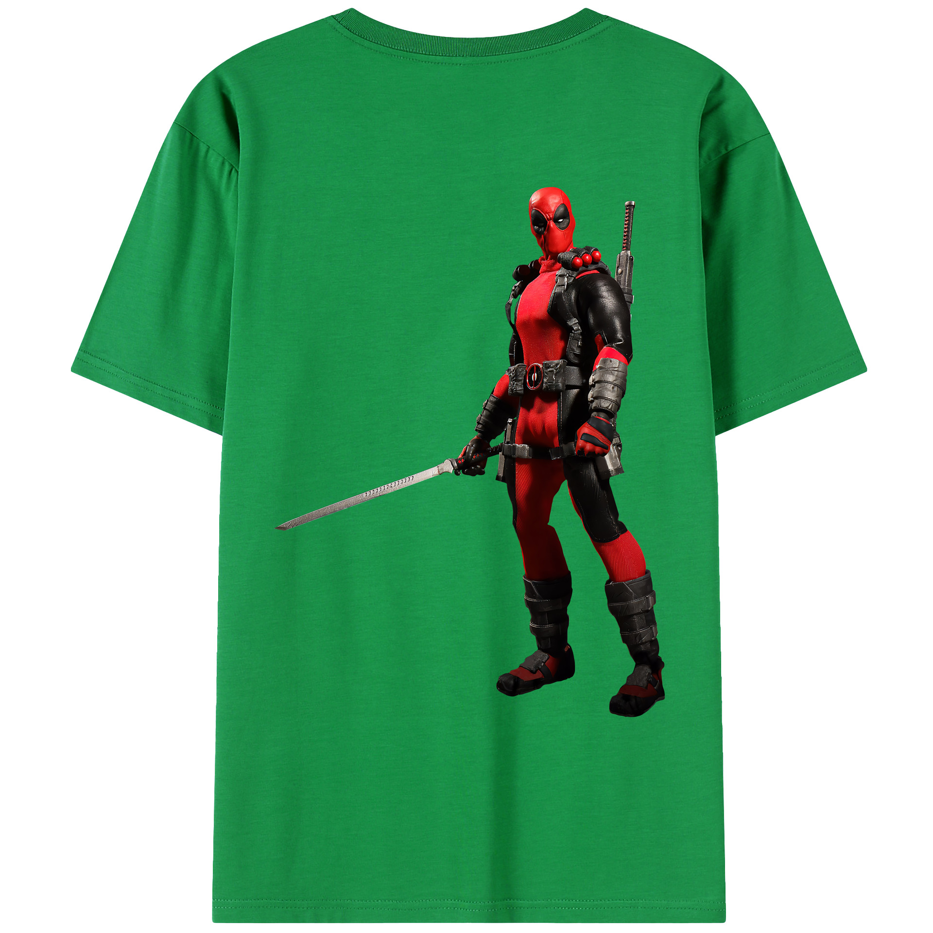 （画像用） Deadpool デッドプール 綿100％ メンズ半袖Tシャツ（バックプリント） 通気性