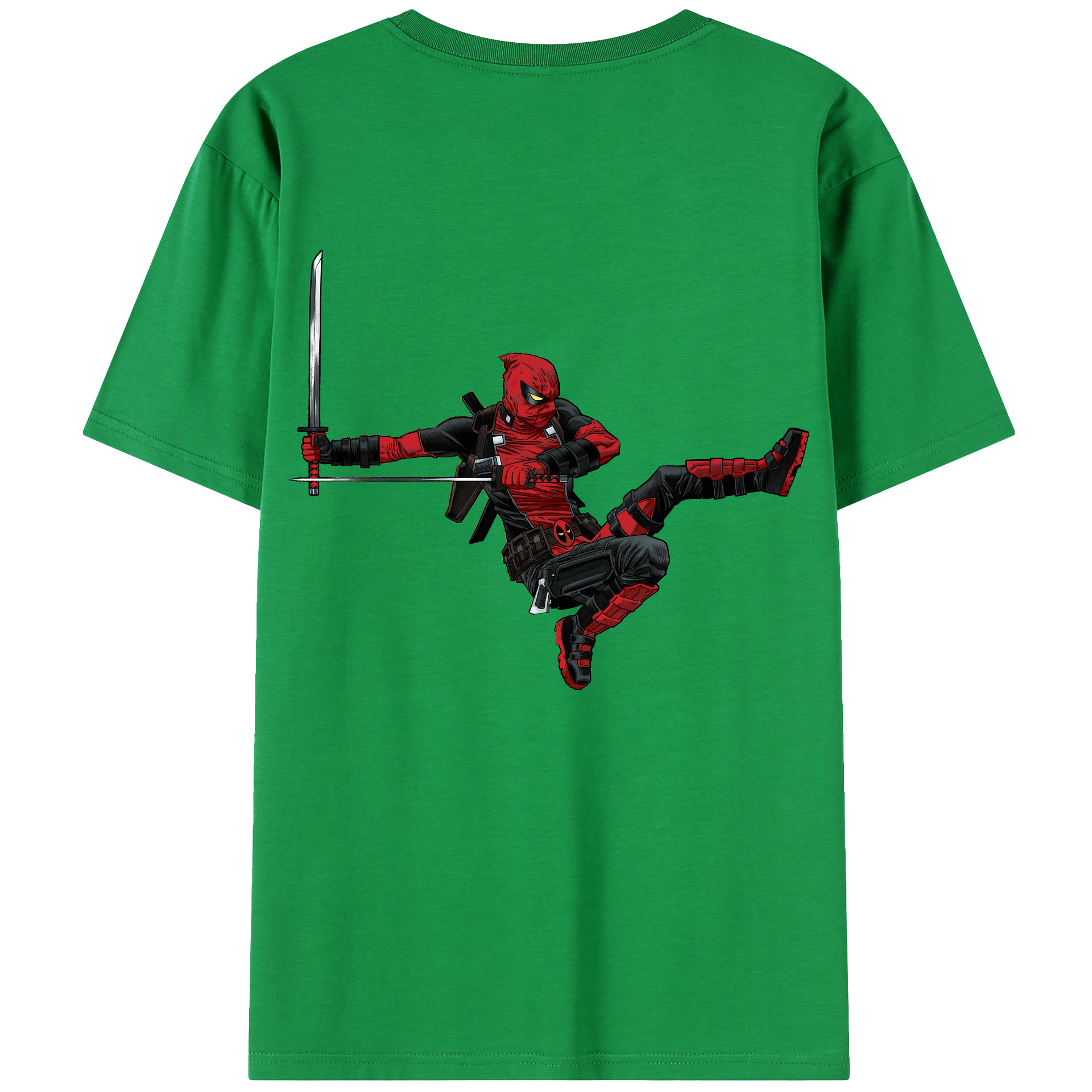 （画像用） Deadpool デッドプール 綿100％ メンズ半袖Tシャツ（バックプリント） 通気性