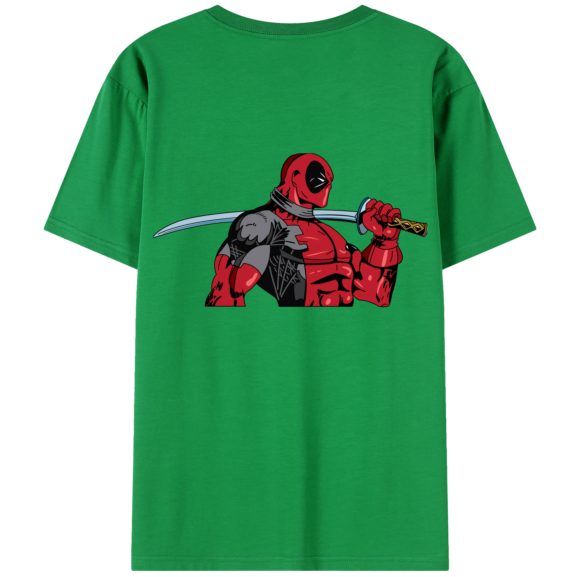 （画像用） Deadpool デッドプール 綿100％ メンズ半袖Tシャツ（バックプリント） 通気性