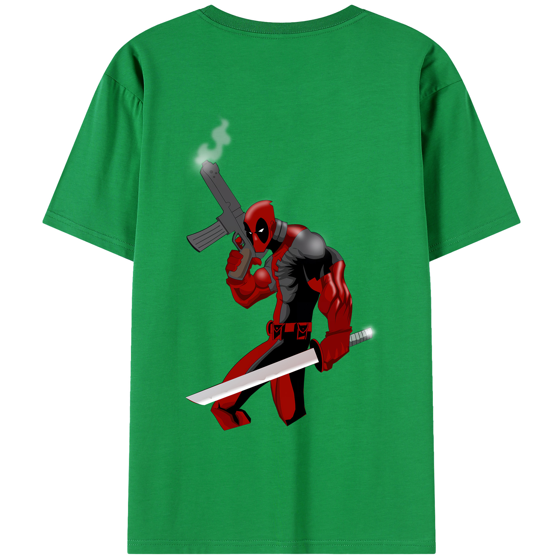 （画像用） Deadpool デッドプール 綿100％ メンズ半袖Tシャツ（バックプリント） 通気性