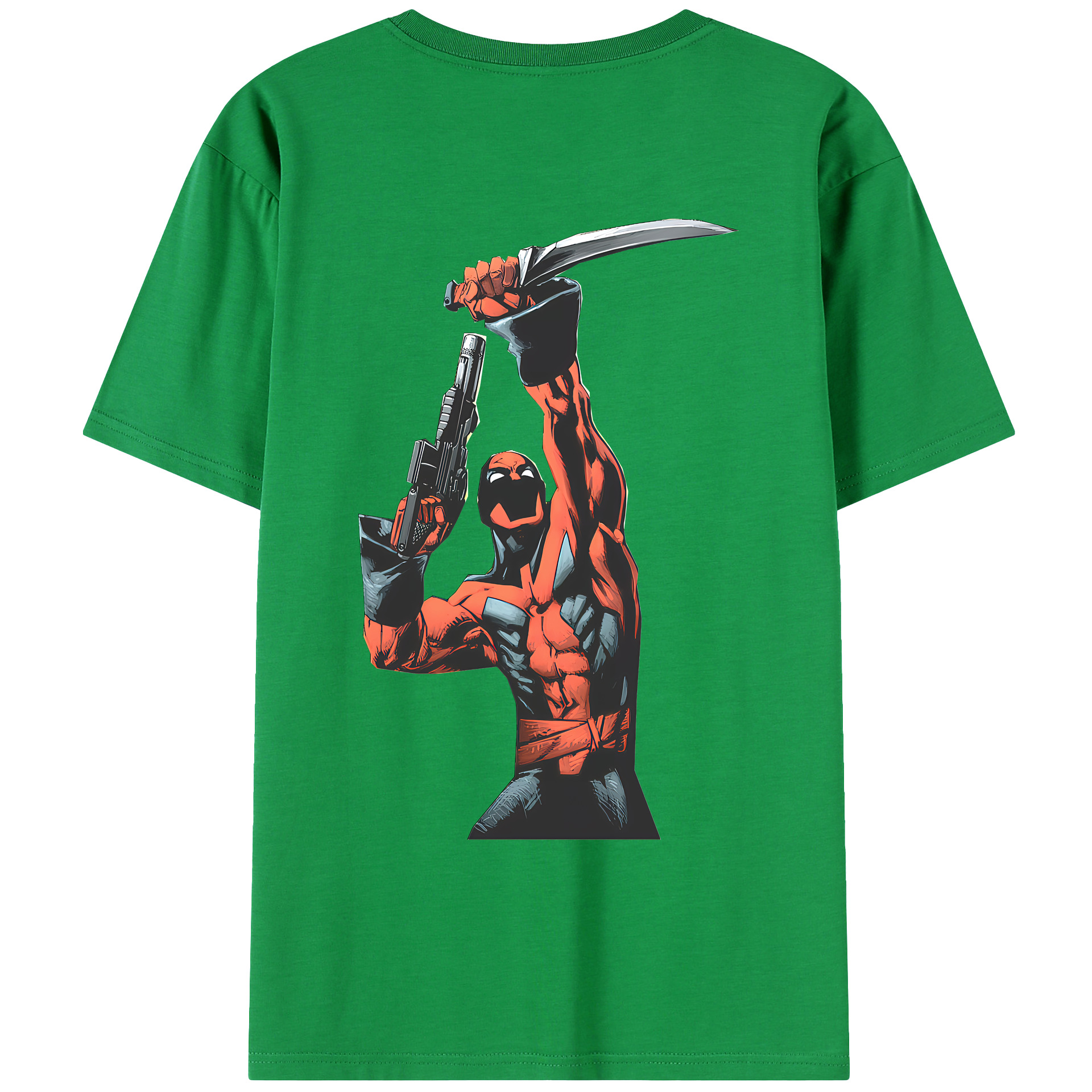 （画像用） Deadpool デッドプール 綿100％ メンズ半袖Tシャツ（バックプリント） 通気性