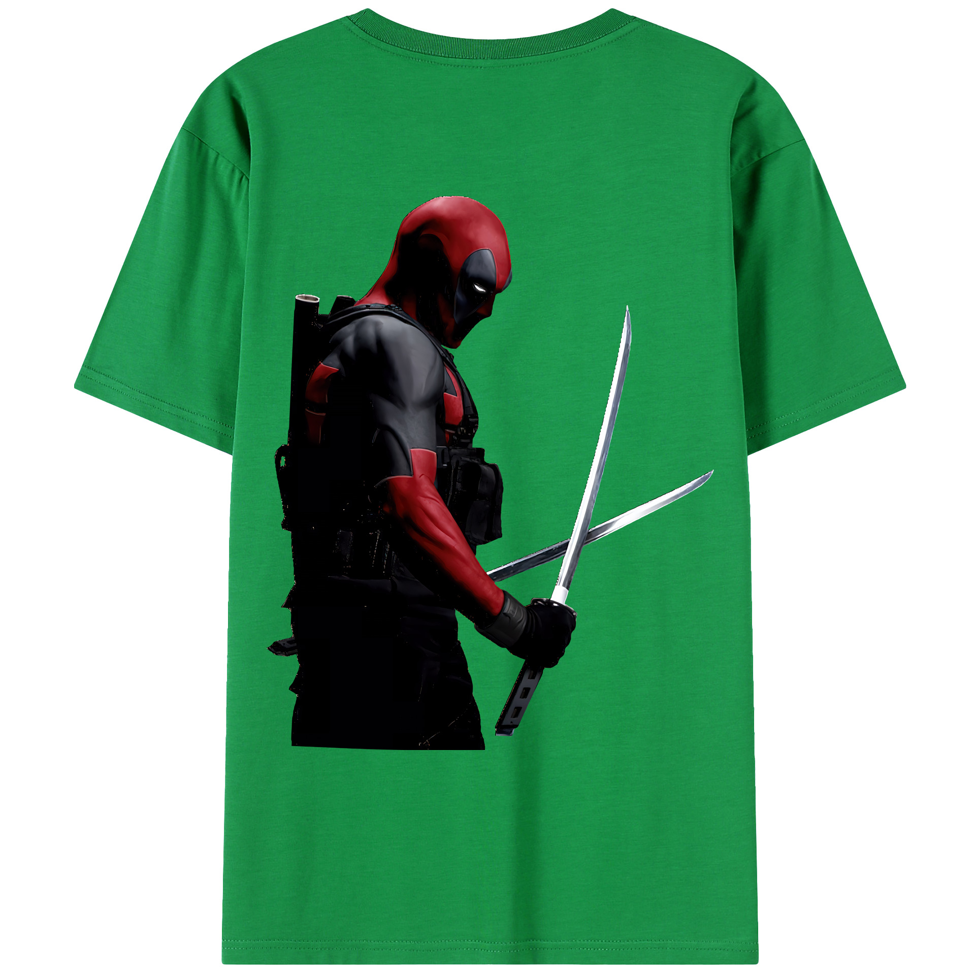 （画像用） Deadpool デッドプール 綿100％ メンズ半袖Tシャツ（バックプリント） 通気性