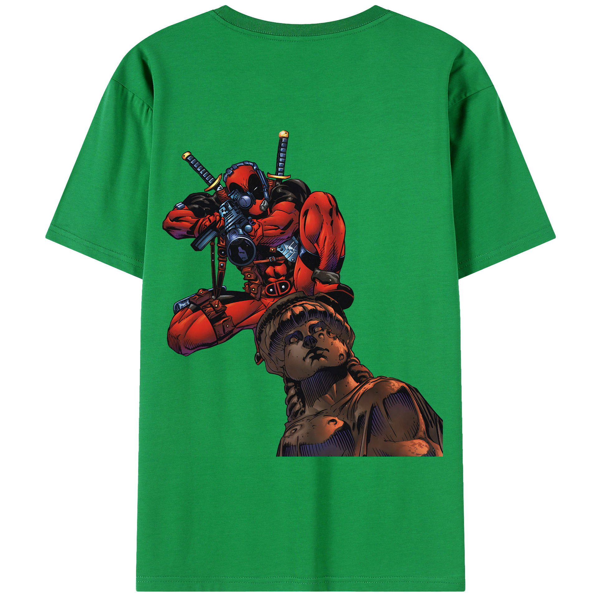 （画像用） Deadpool デッドプール 綿100％ メンズ半袖Tシャツ（バックプリント） 通気性
