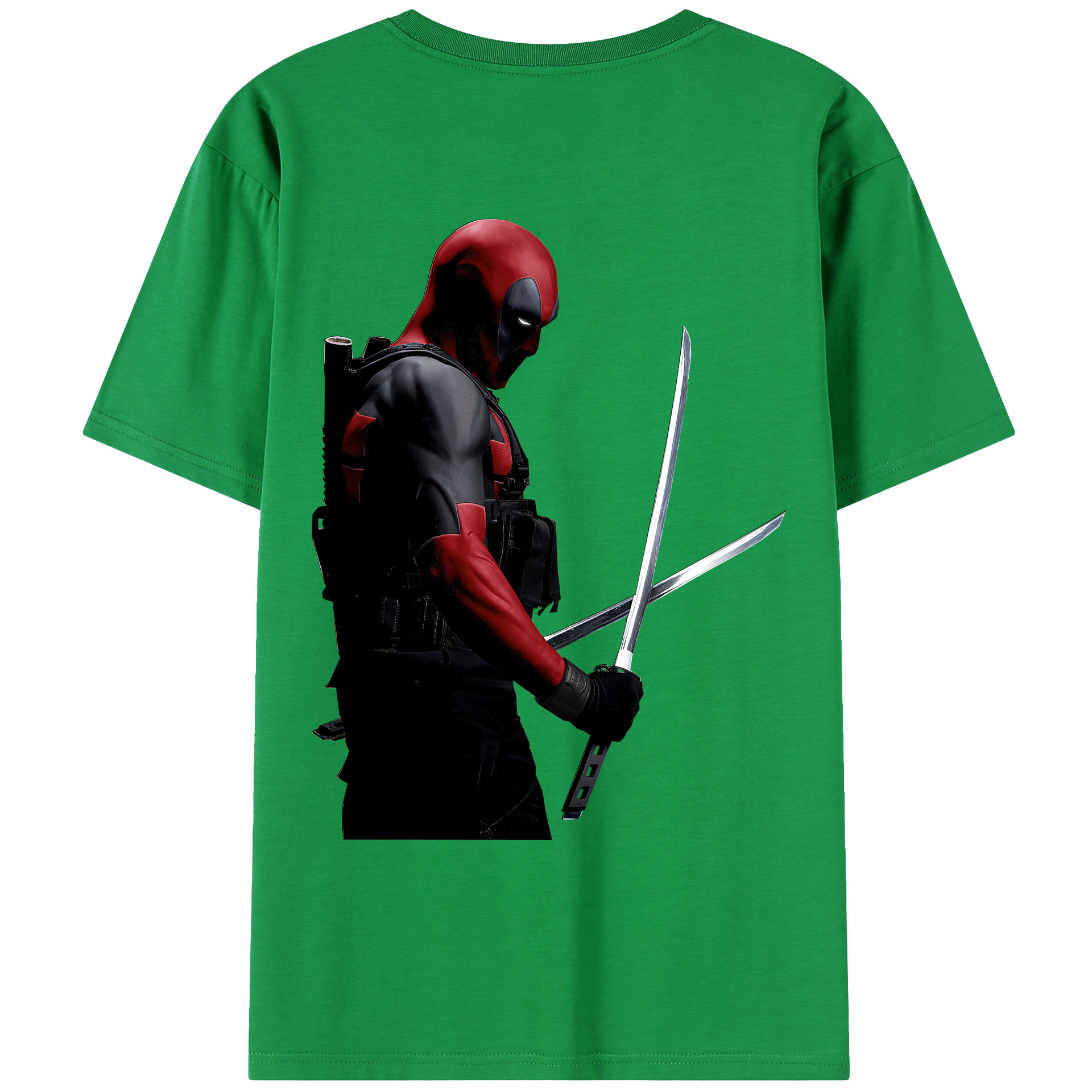 （画像用） Deadpool デッドプール 綿100％ メンズ半袖Tシャツ（バックプリント） 通気性