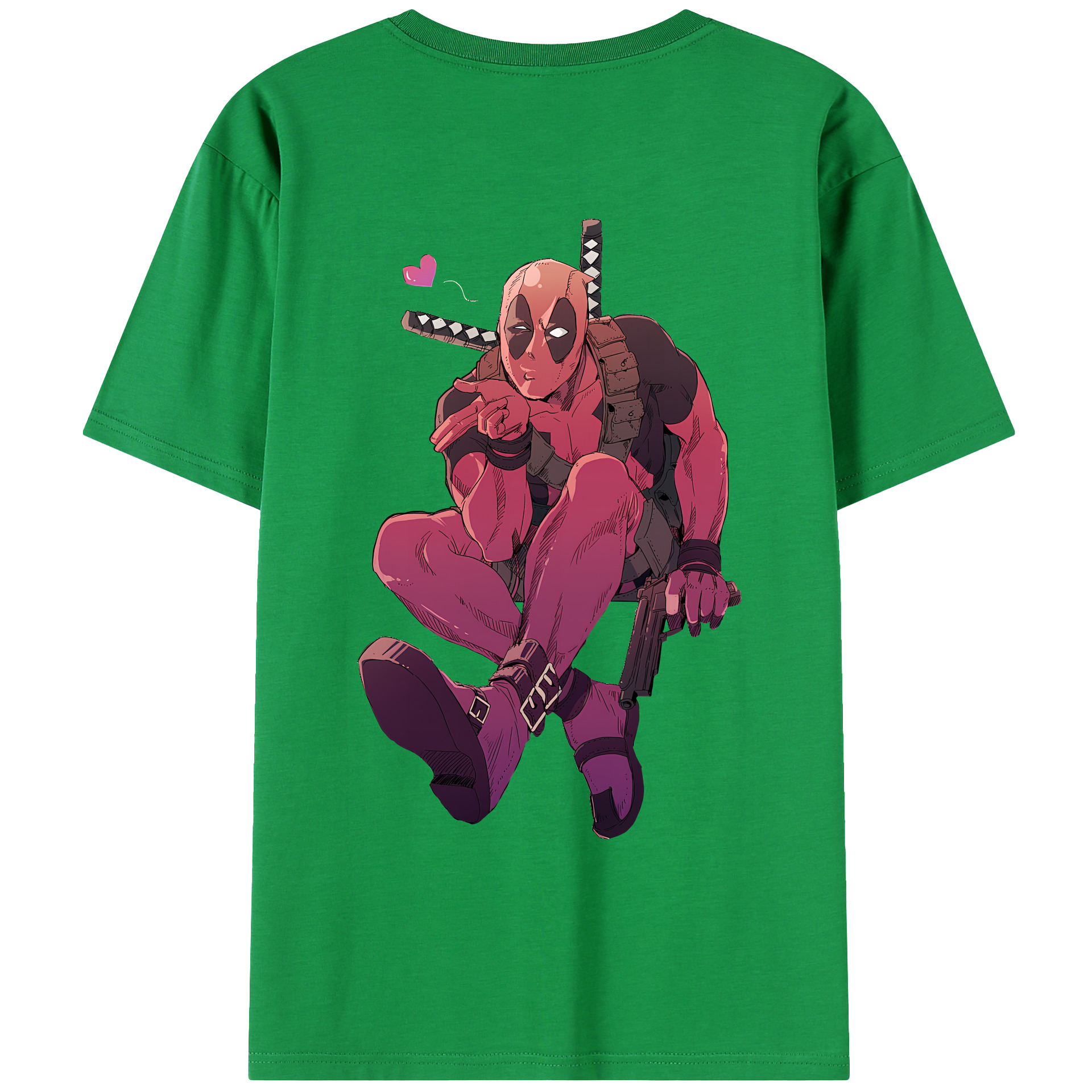 （画像用） Deadpool デッドプール 綿100％ メンズ半袖Tシャツ（バックプリント） 通気性
