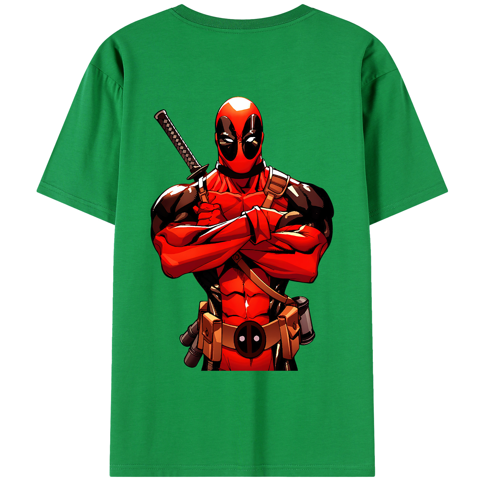 （画像用） Deadpool デッドプール 綿100％ メンズ半袖Tシャツ（バックプリント） 通気性