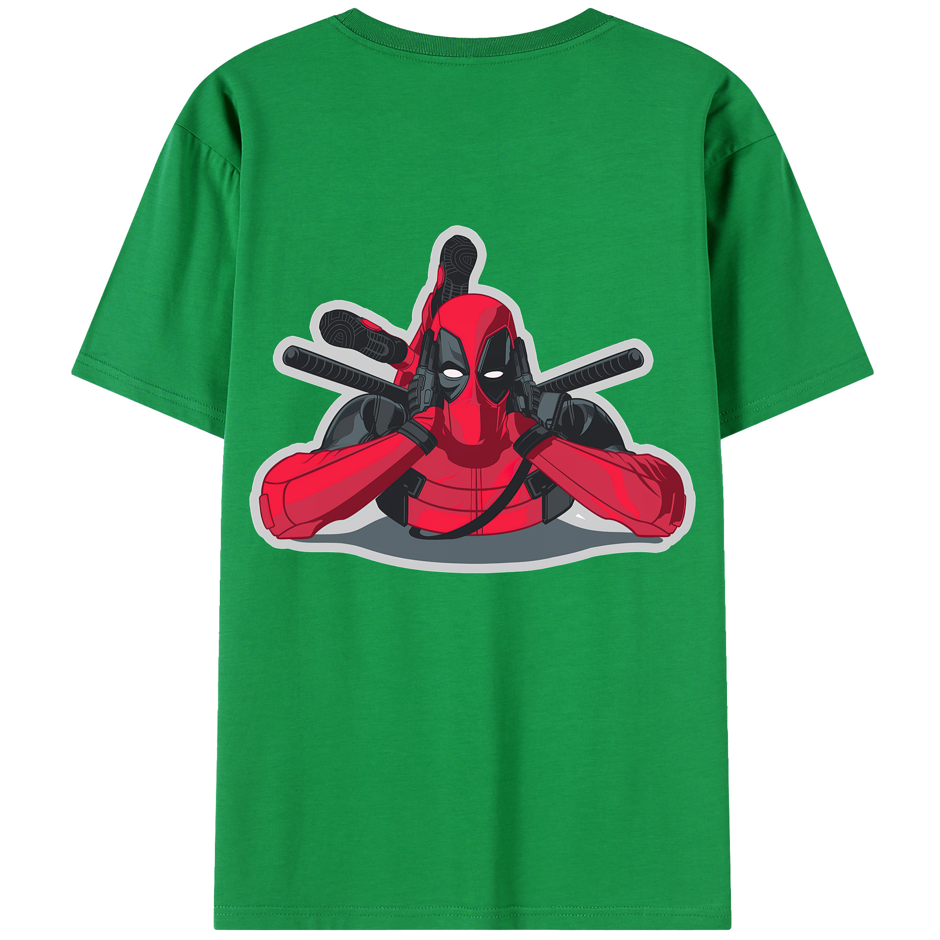 （画像用） Deadpool デッドプール 綿100％ メンズ半袖Tシャツ（バックプリント） 通気性