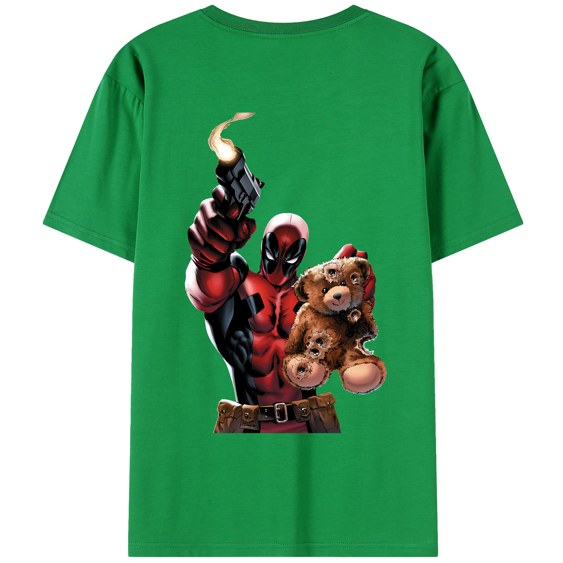 （画像用） Deadpool デッドプール 綿100％ メンズ半袖Tシャツ（バックプリント） 通気性