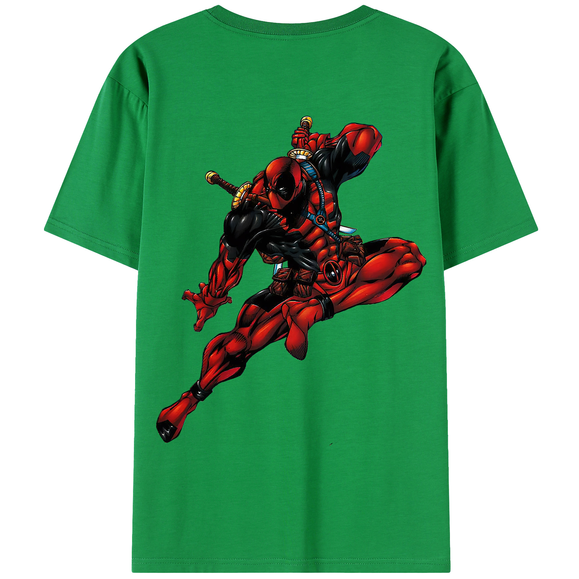 （画像用） Deadpool デッドプール 綿100％ メンズ半袖Tシャツ（バックプリント） 通気性