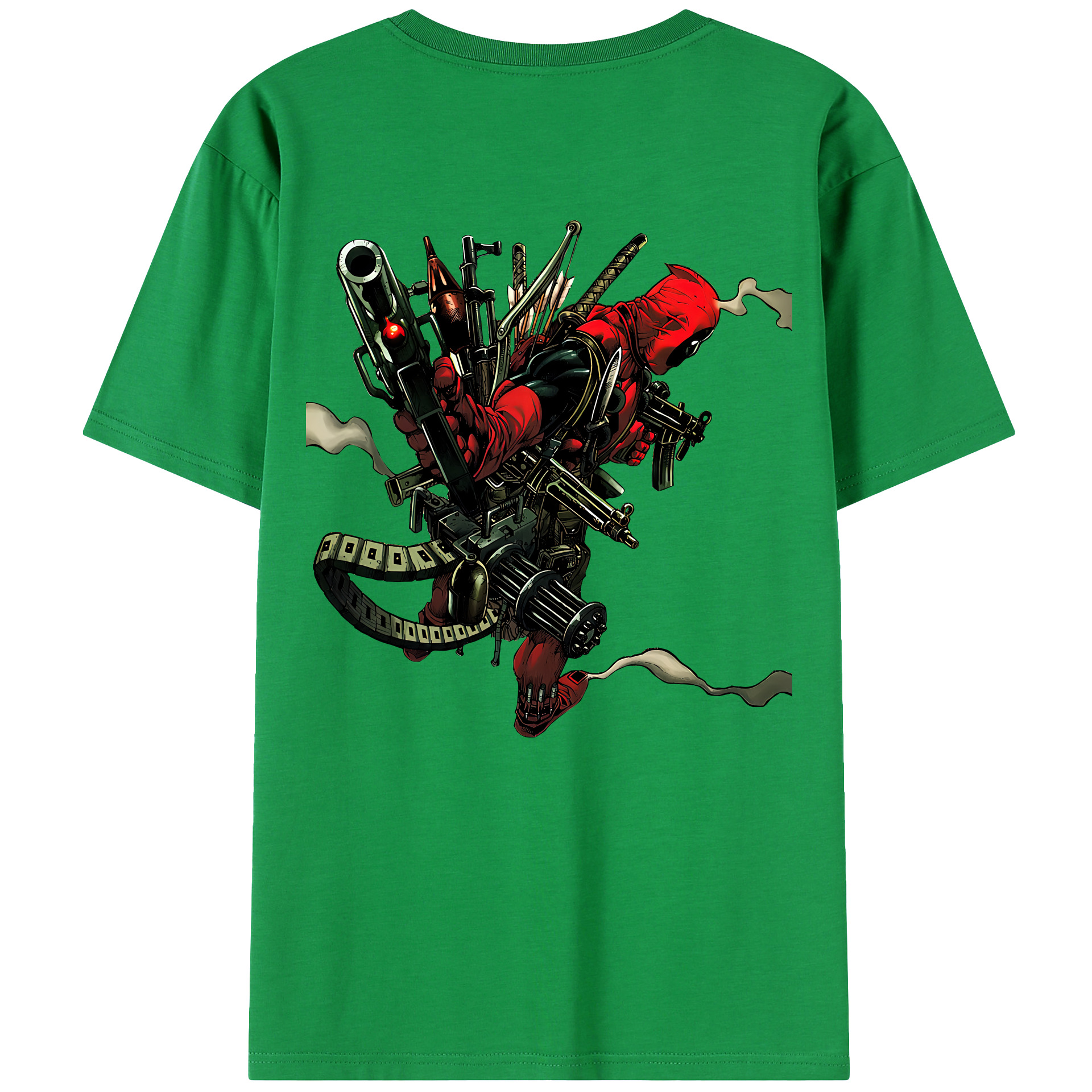 （画像用） Deadpool デッドプール 綿100％ メンズ半袖Tシャツ（バックプリント） 通気性