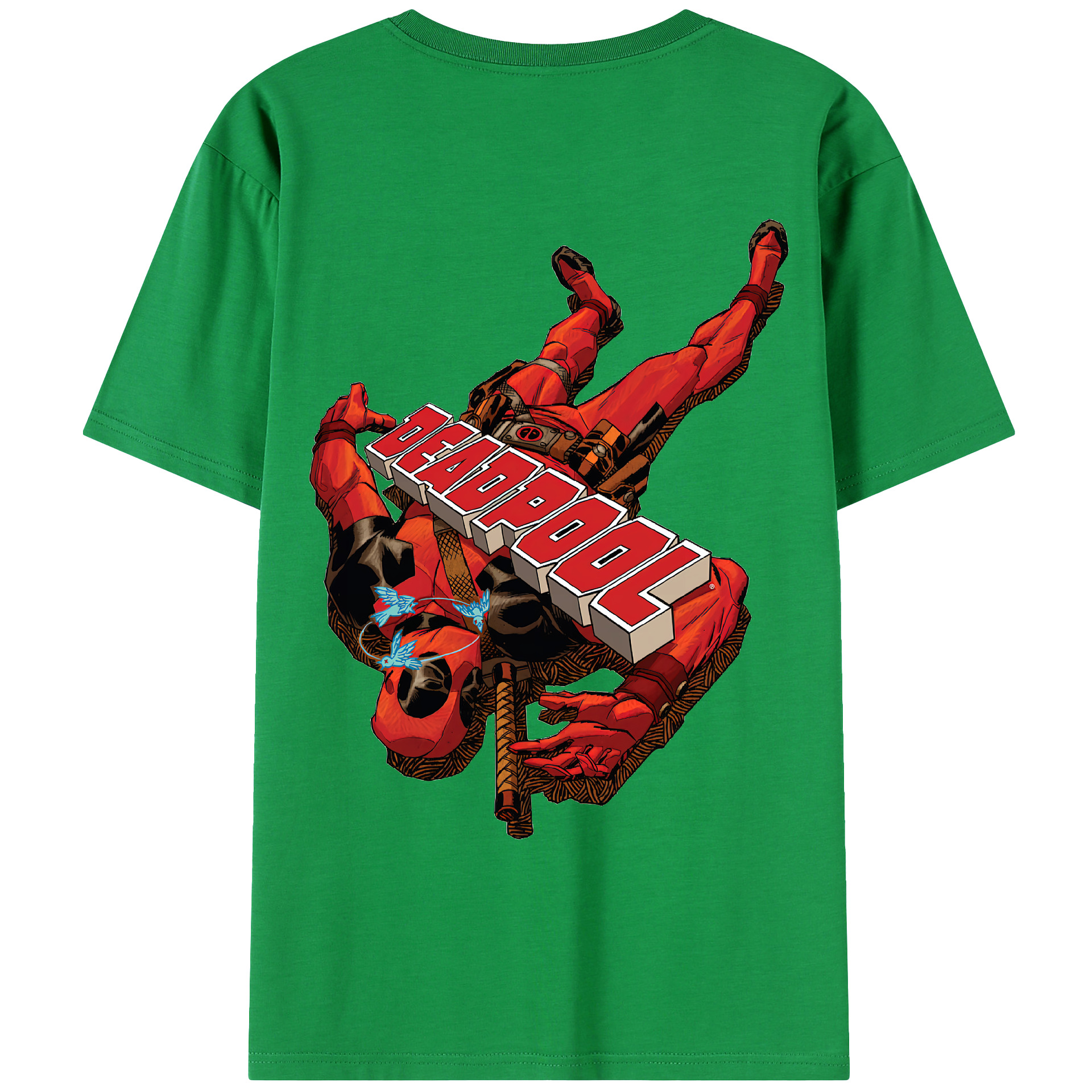 （画像用） Deadpool デッドプール 綿100％ メンズ半袖Tシャツ（バックプリント） 通気性