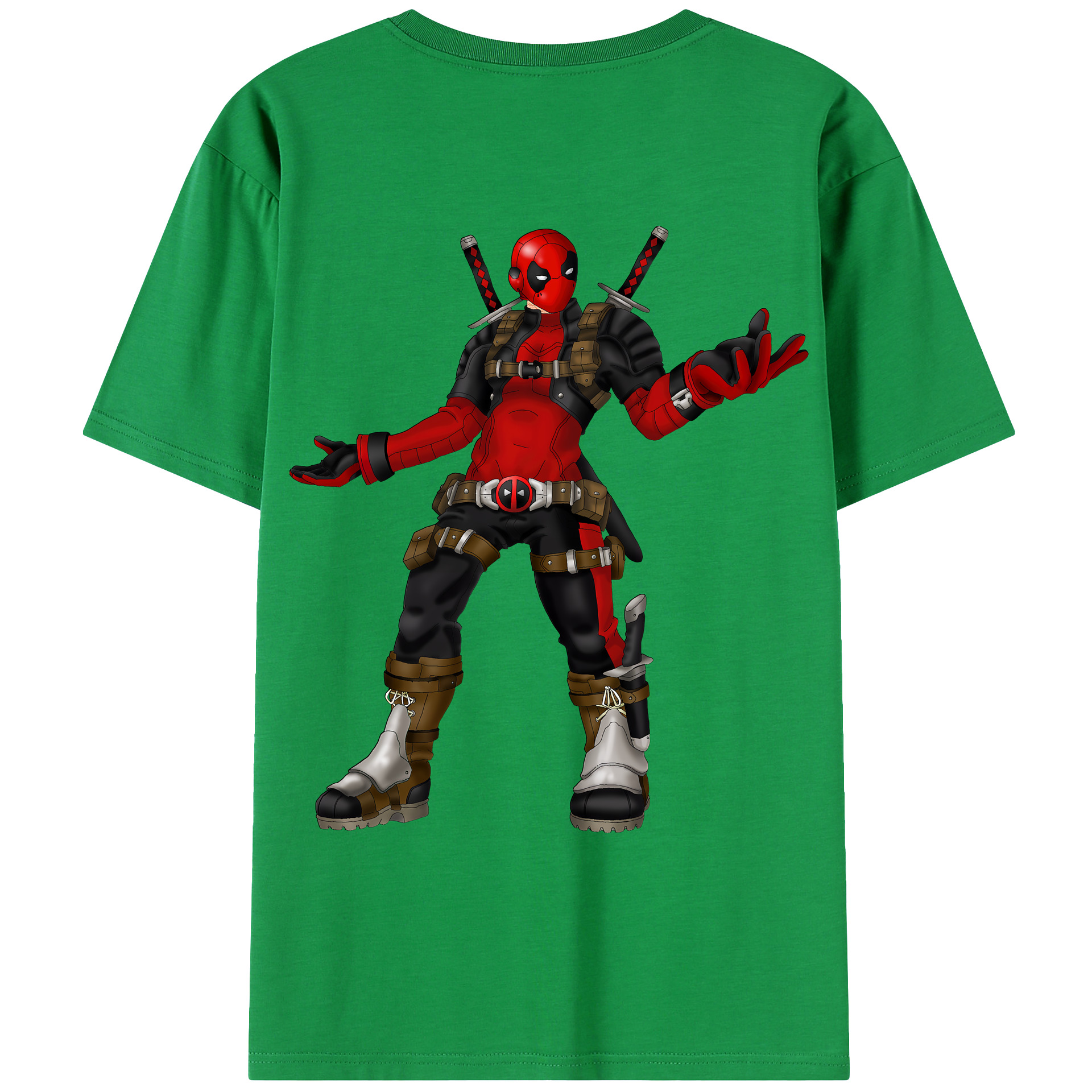 （画像用） Deadpool デッドプール 綿100％ メンズ半袖Tシャツ（バックプリント） 通気性
