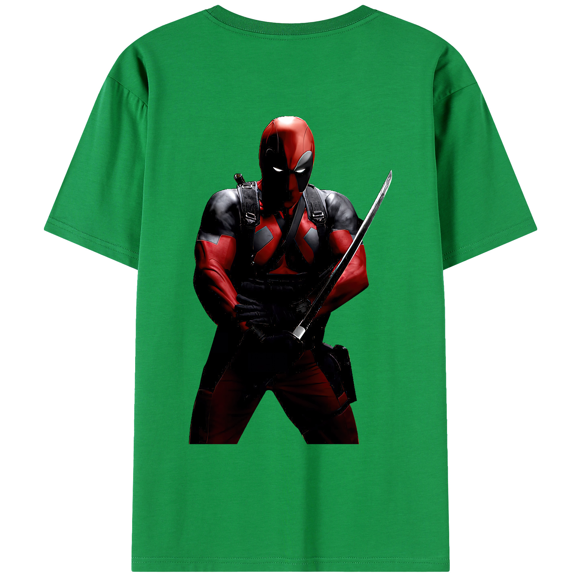 （画像用） Deadpool デッドプール 綿100％ メンズ半袖Tシャツ（バックプリント） 通気性