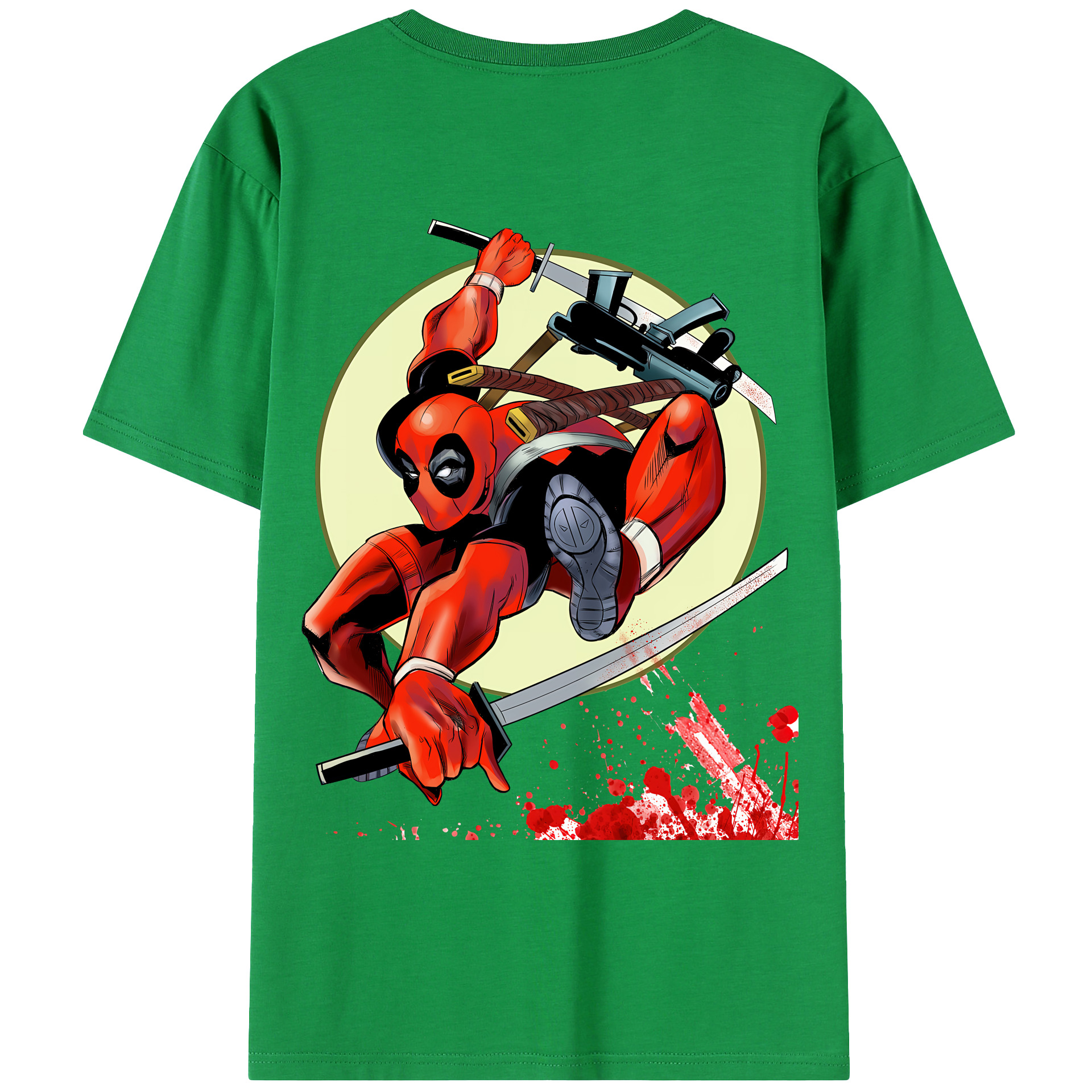 （画像用） Deadpool デッドプール 綿100％ メンズ半袖Tシャツ（バックプリント） 通気性