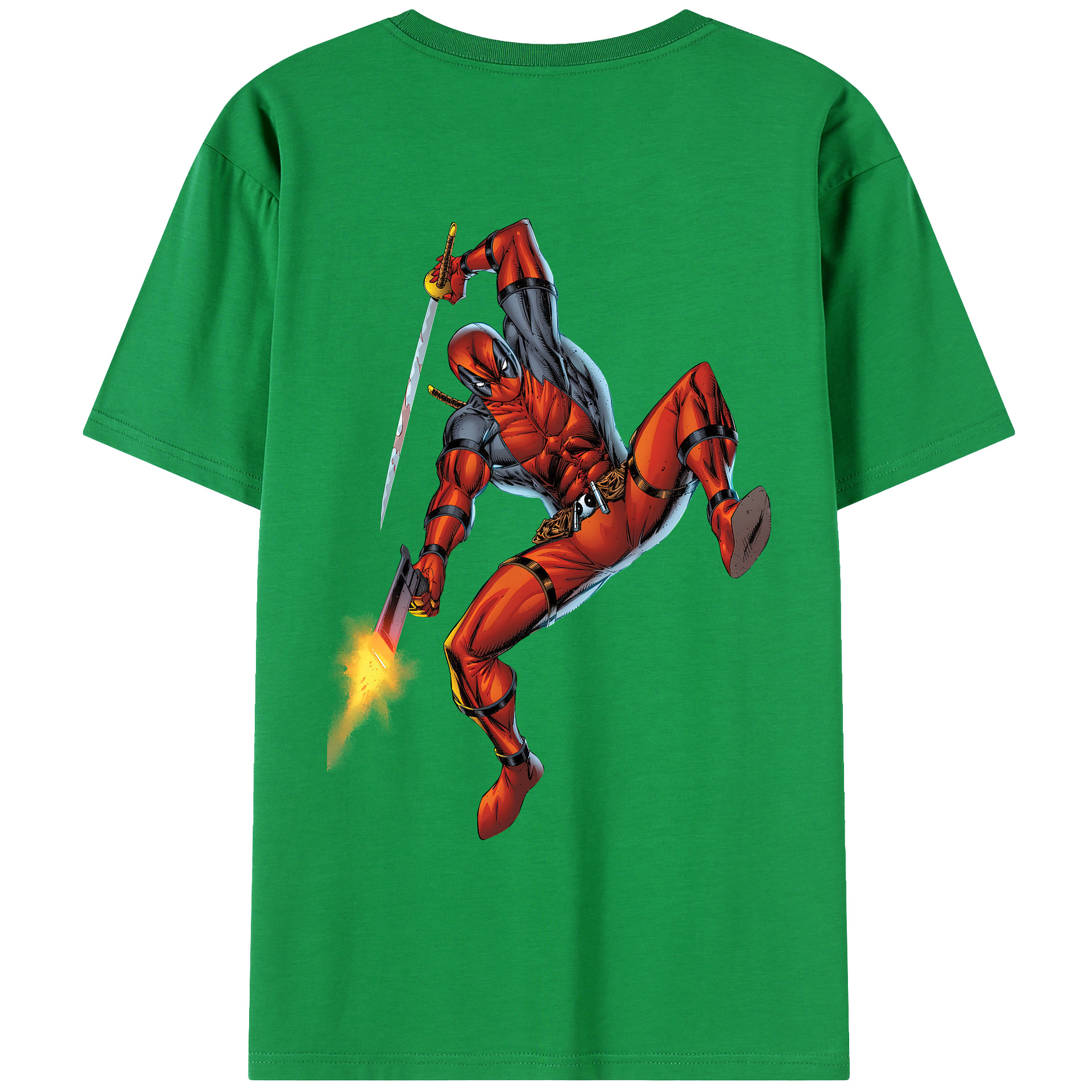 （画像用） Deadpool デッドプール 綿100％ メンズ半袖Tシャツ（バックプリント） 通気性