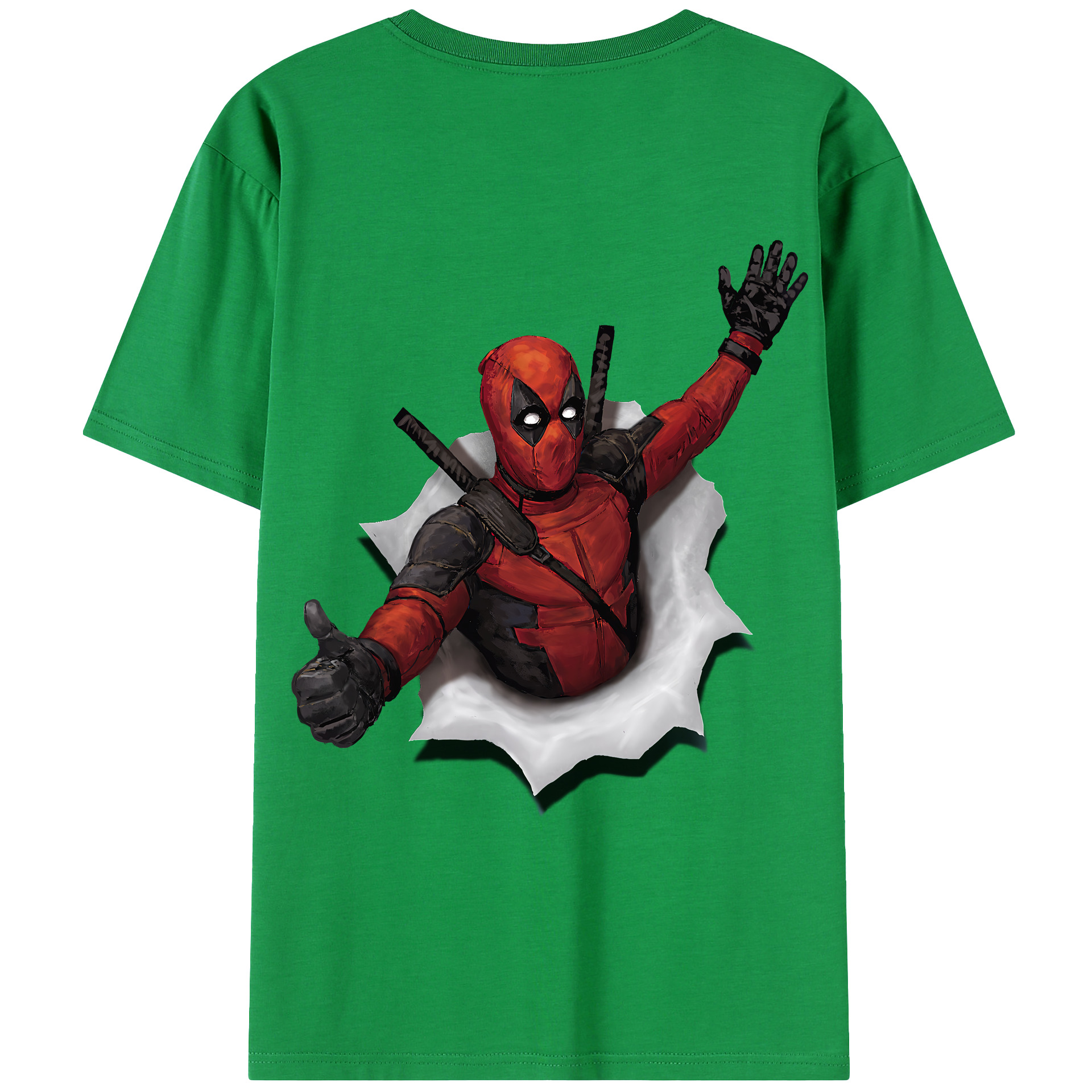 （画像用） Deadpool デッドプール 綿100％ メンズ半袖Tシャツ（バックプリント） 通気性