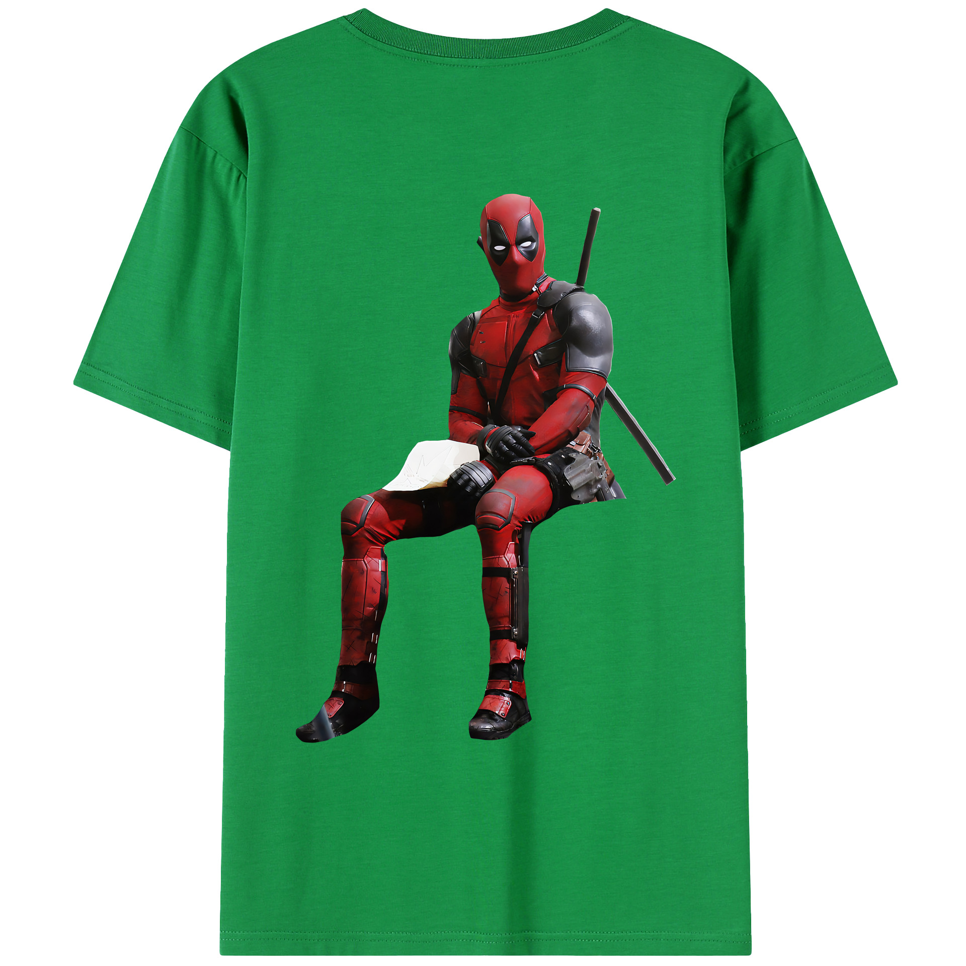 （画像用） Deadpool デッドプール 綿100％ メンズ半袖Tシャツ（バックプリント） 通気性
