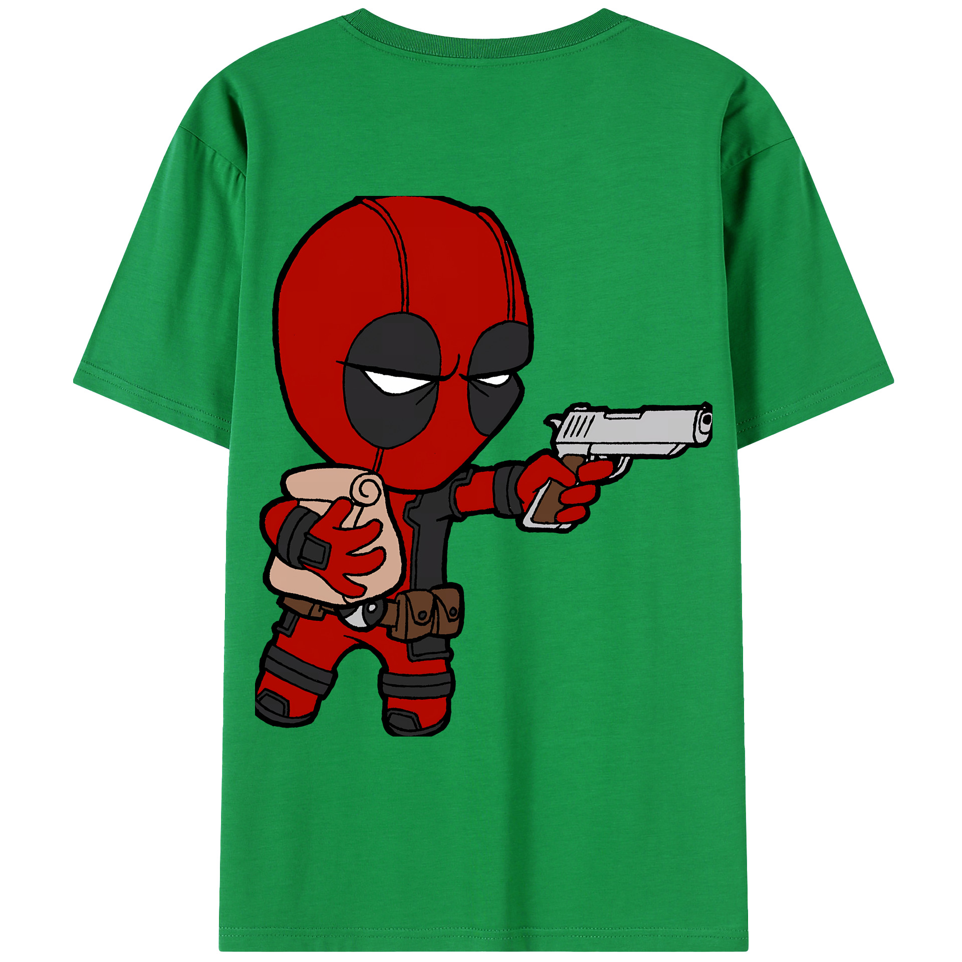（画像用） Deadpool デッドプール 綿100％ メンズ半袖Tシャツ（バックプリント） 通気性