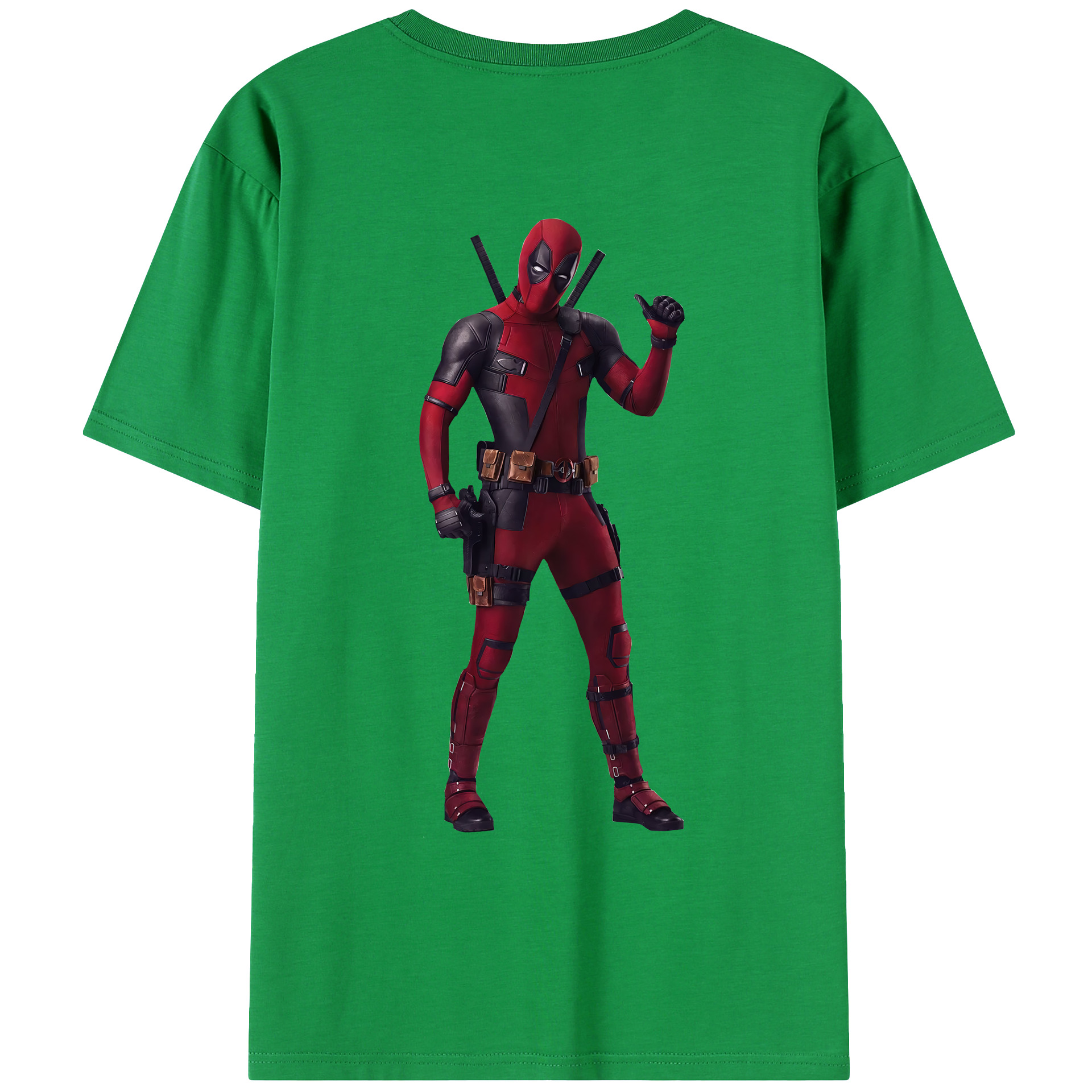 （画像用） Deadpool デッドプール 綿100％ メンズ半袖Tシャツ（バックプリント） 通気性