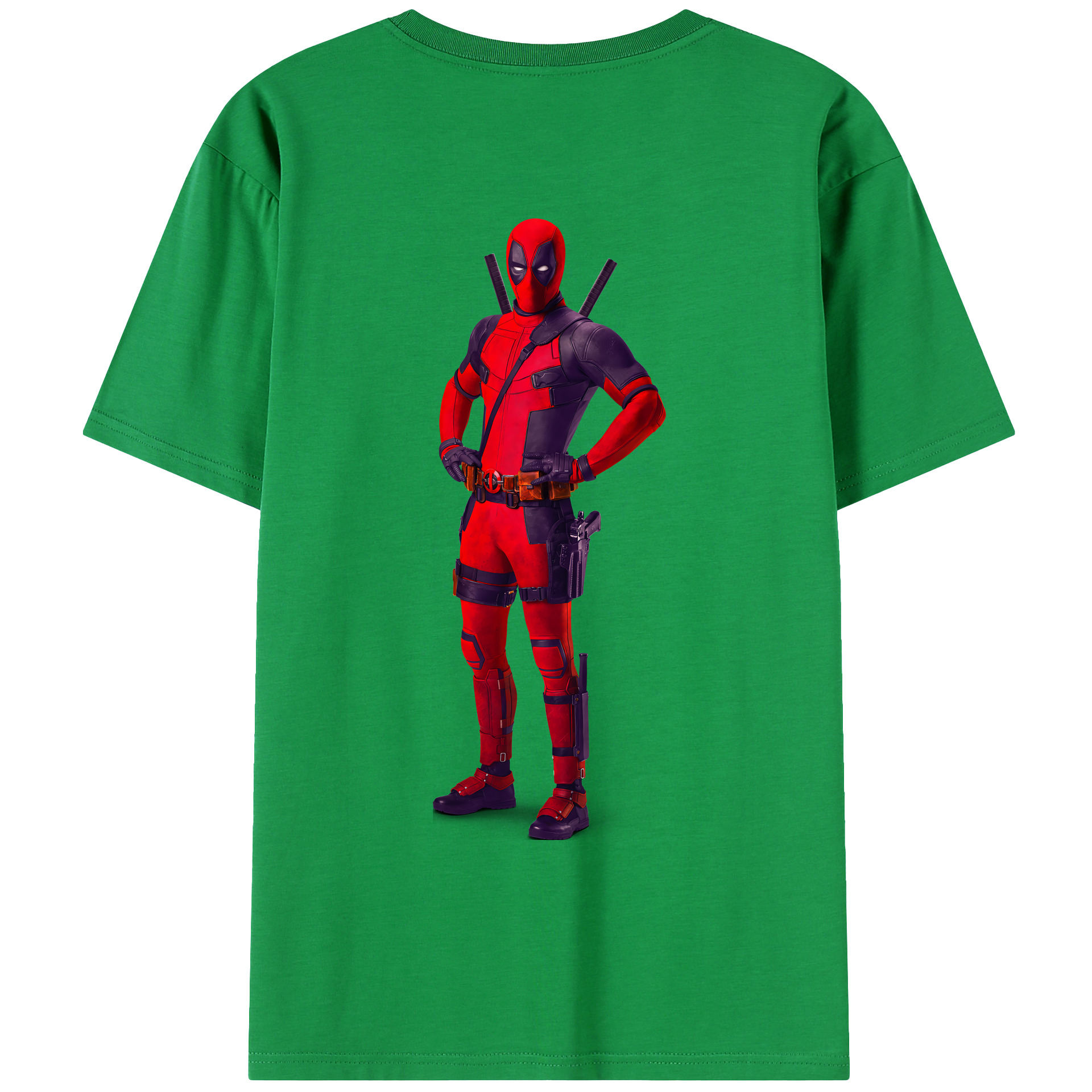 （画像用） Deadpool デッドプール 綿100％ メンズ半袖Tシャツ（バックプリント） 通気性