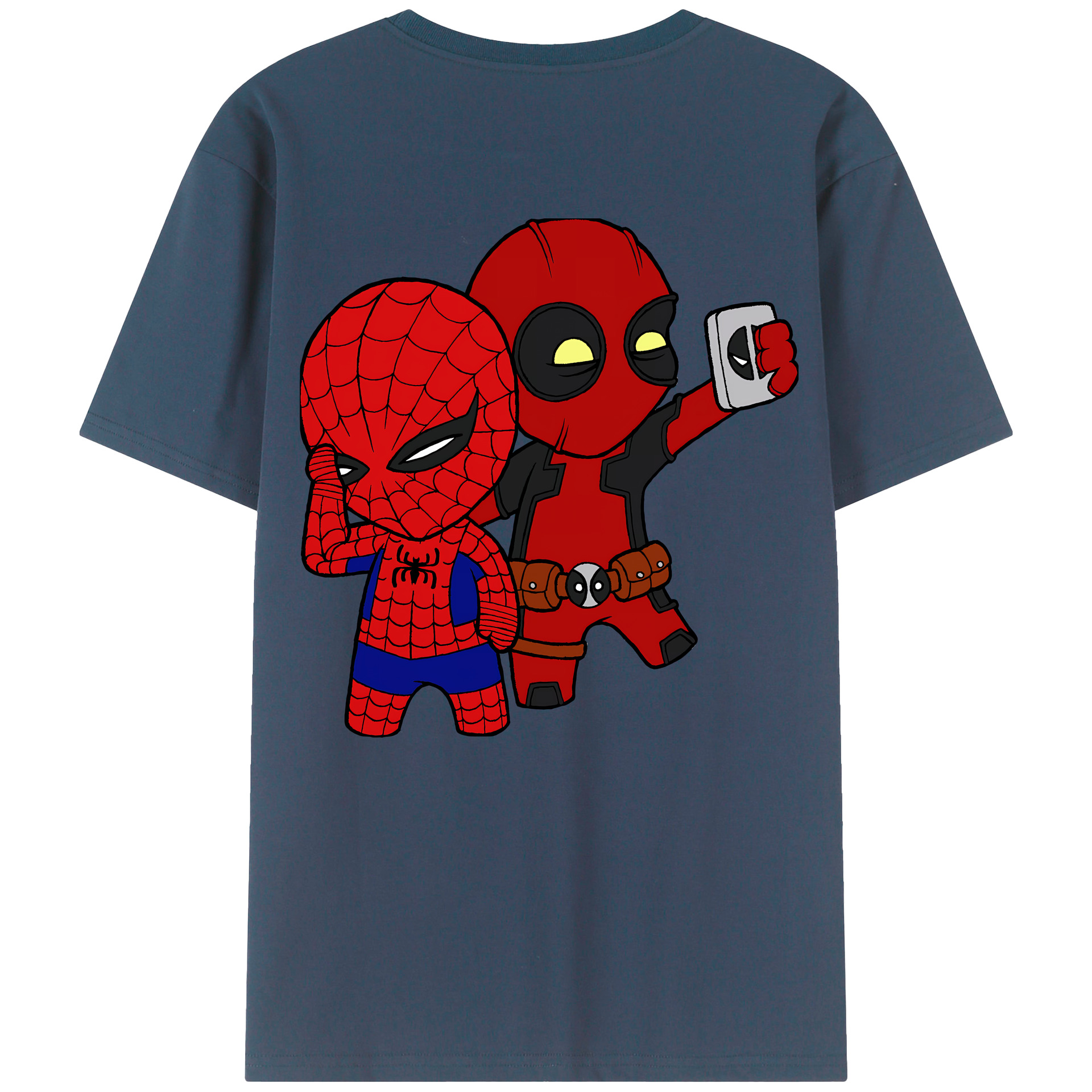 （画像用） Deadpool デッドプール 綿100％ メンズ半袖Tシャツ（バックプリント） 通気性