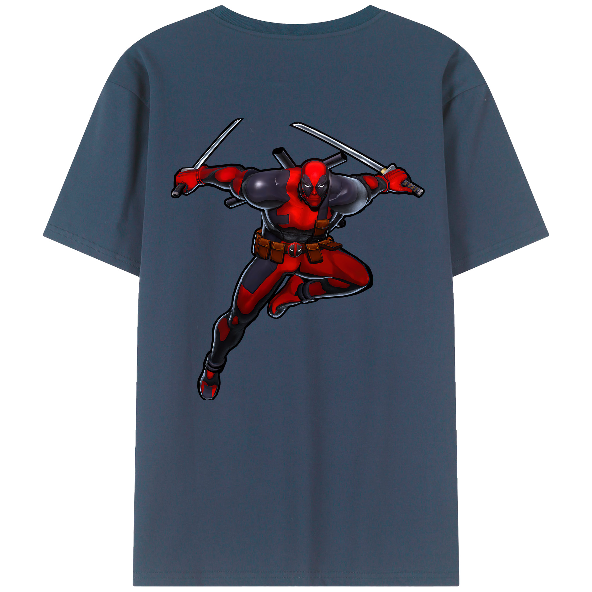 （画像用） Deadpool デッドプール 綿100％ メンズ半袖Tシャツ（バックプリント） 通気性