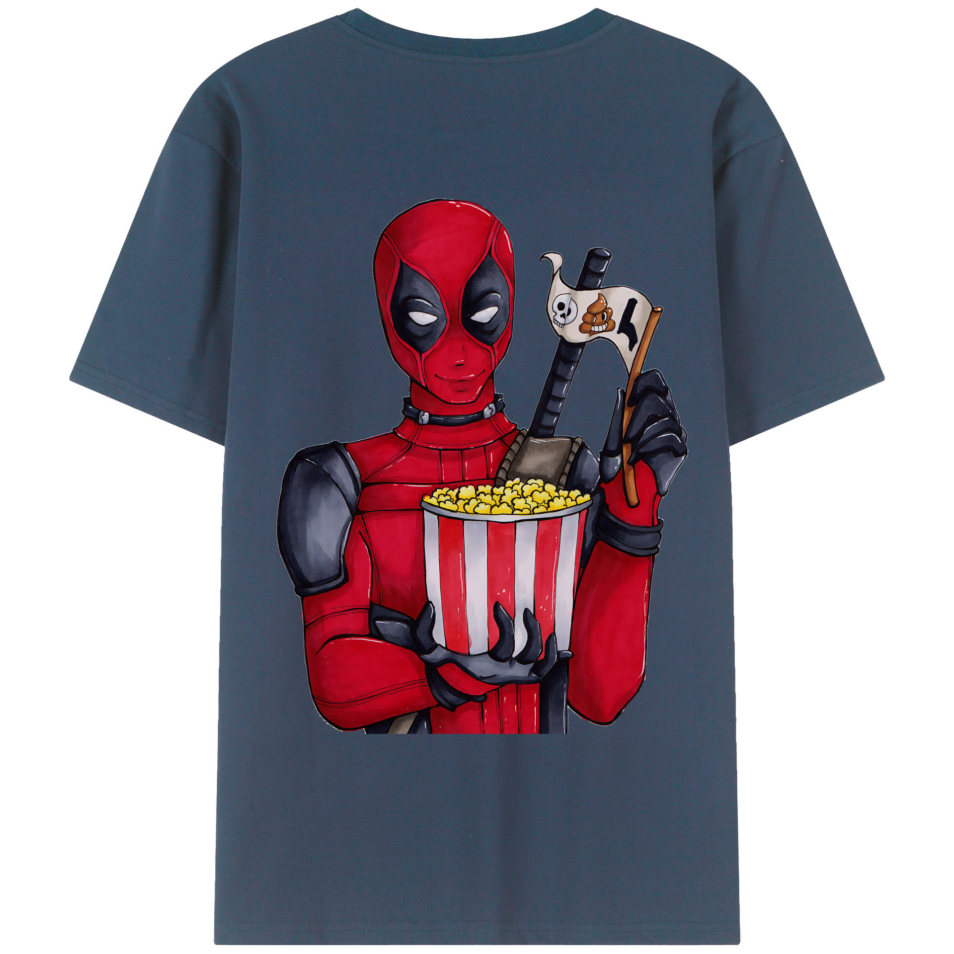（画像用） Deadpool デッドプール 綿100％ メンズ半袖Tシャツ（バックプリント） 通気性