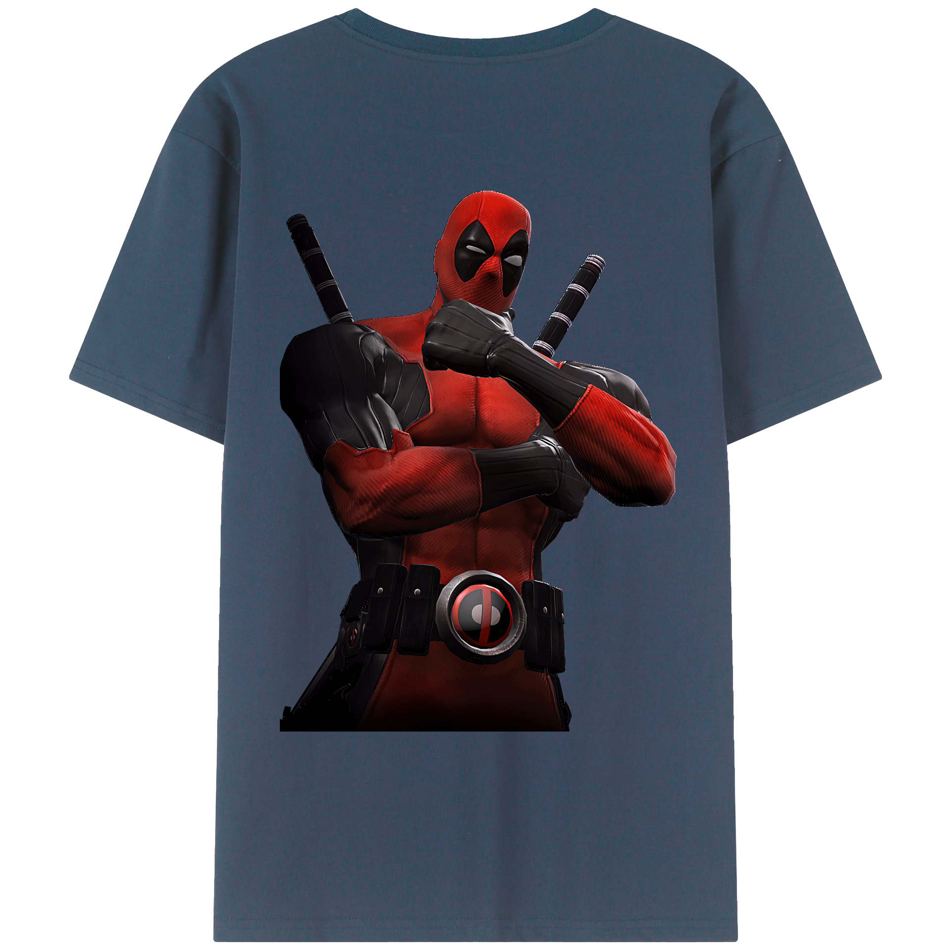 （画像用） Deadpool デッドプール 綿100％ メンズ半袖Tシャツ（バックプリント） 通気性