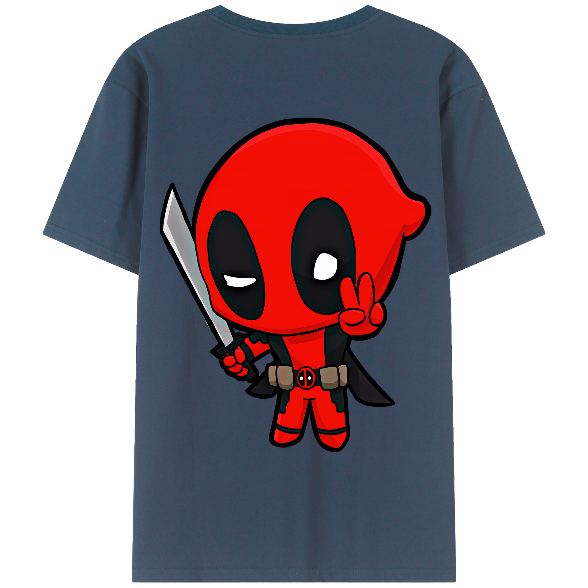 （画像用） Deadpool デッドプール 綿100％ メンズ半袖Tシャツ（バックプリント） 通気性