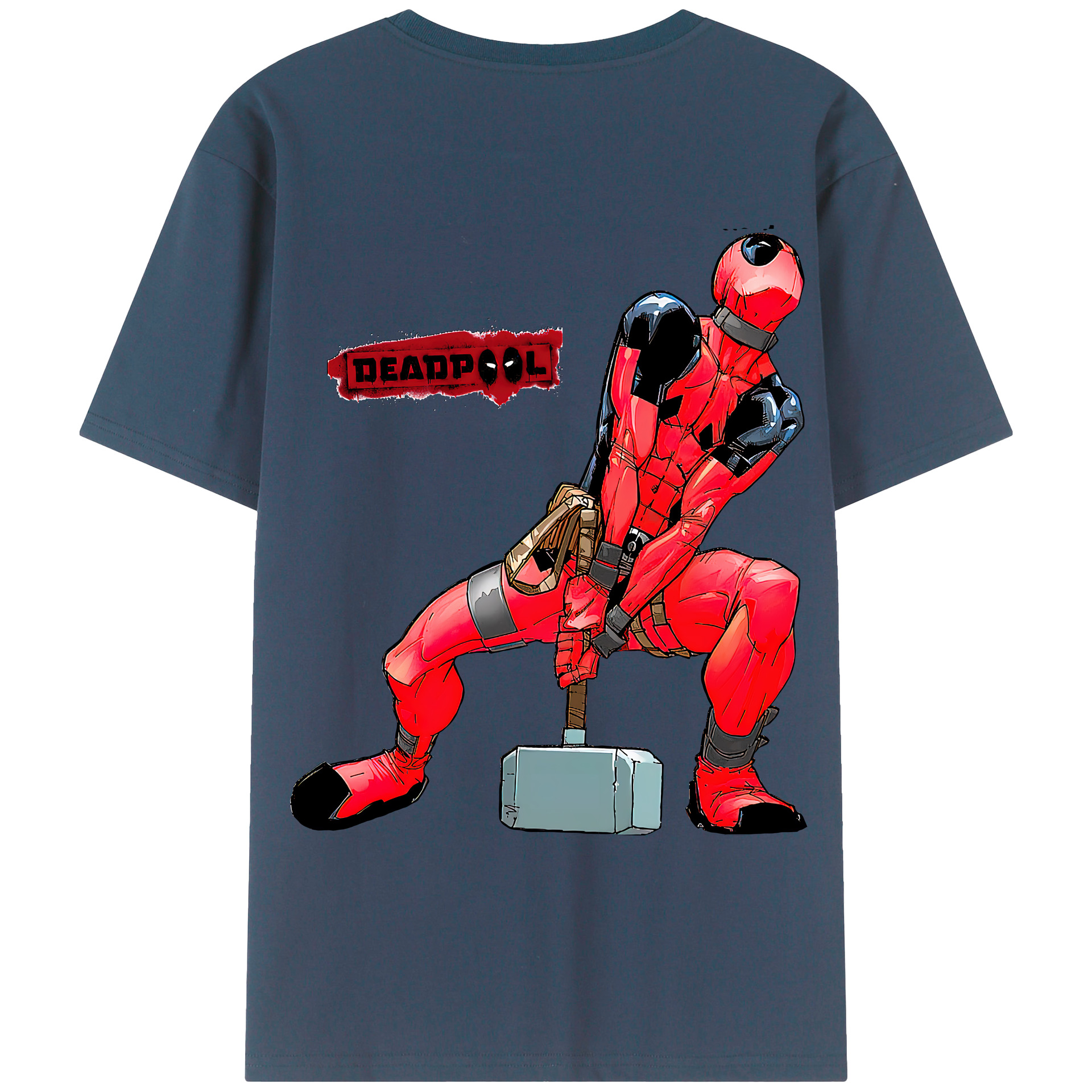 （画像用） Deadpool デッドプール 綿100％ メンズ半袖Tシャツ（バックプリント） 通気性