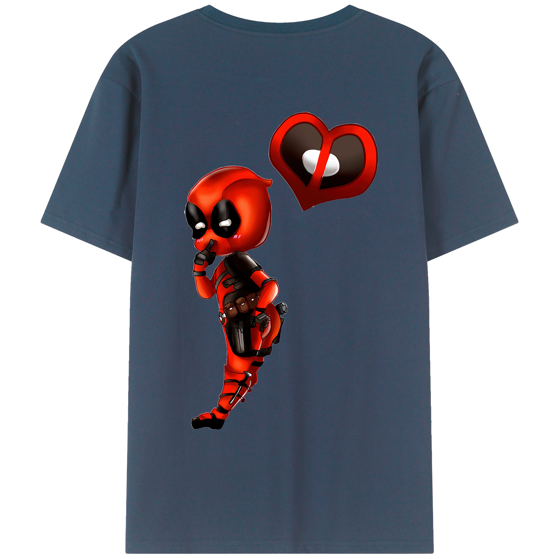 （画像用） Deadpool デッドプール 綿100％ メンズ半袖Tシャツ（バックプリント） 通気性