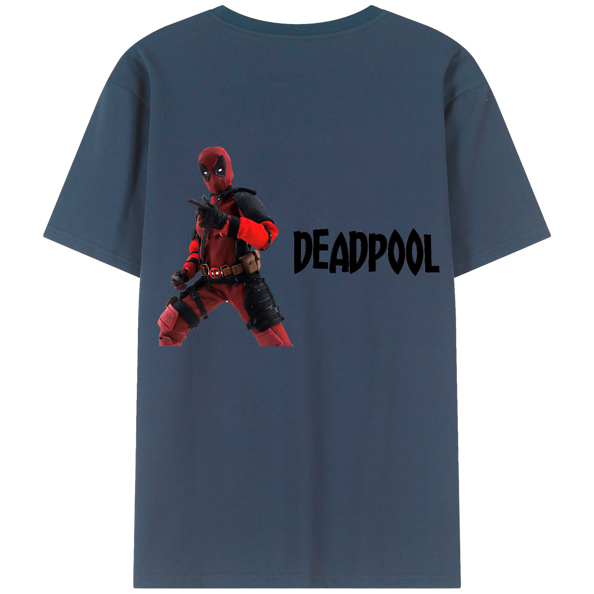 （画像用） Deadpool デッドプール 綿100％ メンズ半袖Tシャツ（バックプリント） 通気性