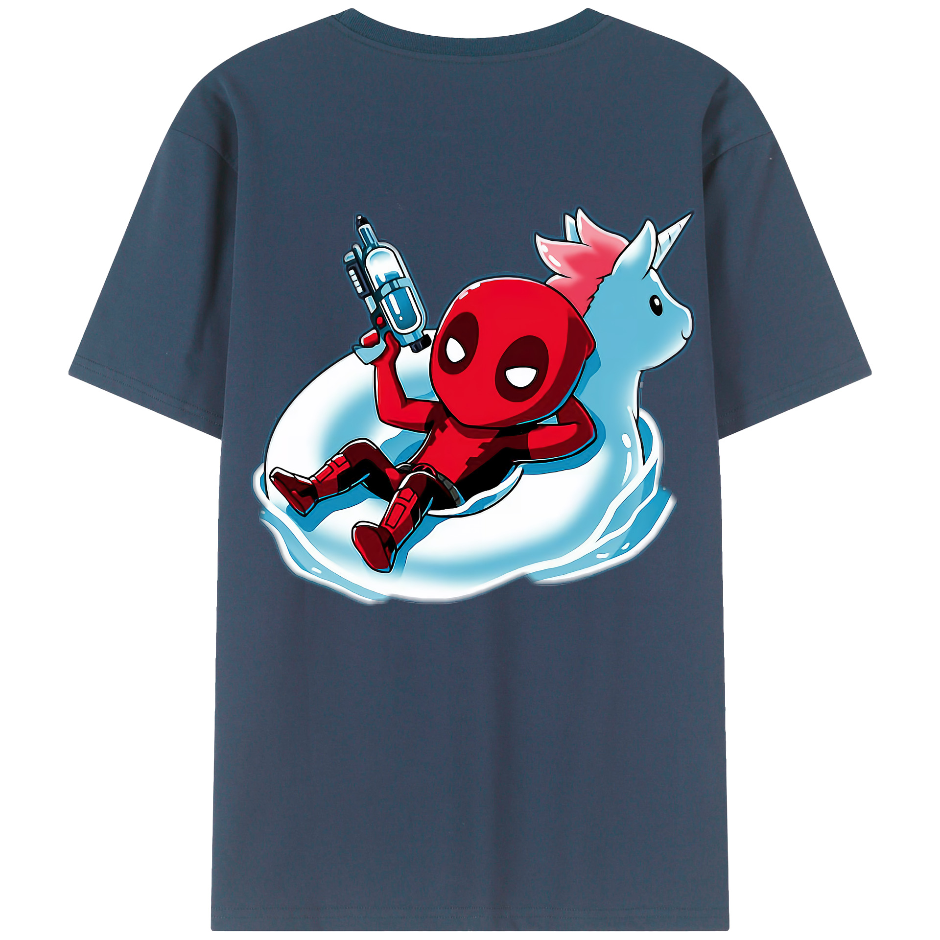（画像用） Deadpool デッドプール 綿100％ メンズ半袖Tシャツ（バックプリント） 通気性