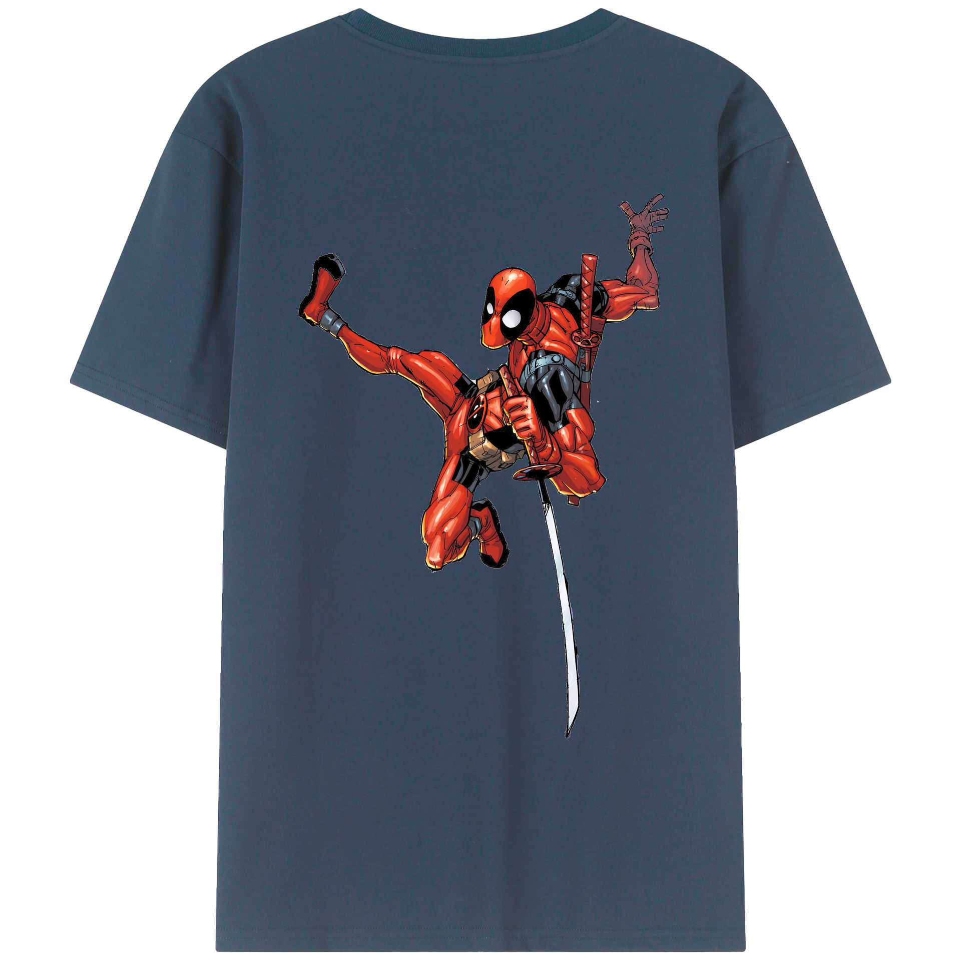 （画像用） Deadpool デッドプール 綿100％ メンズ半袖Tシャツ（バックプリント） 通気性