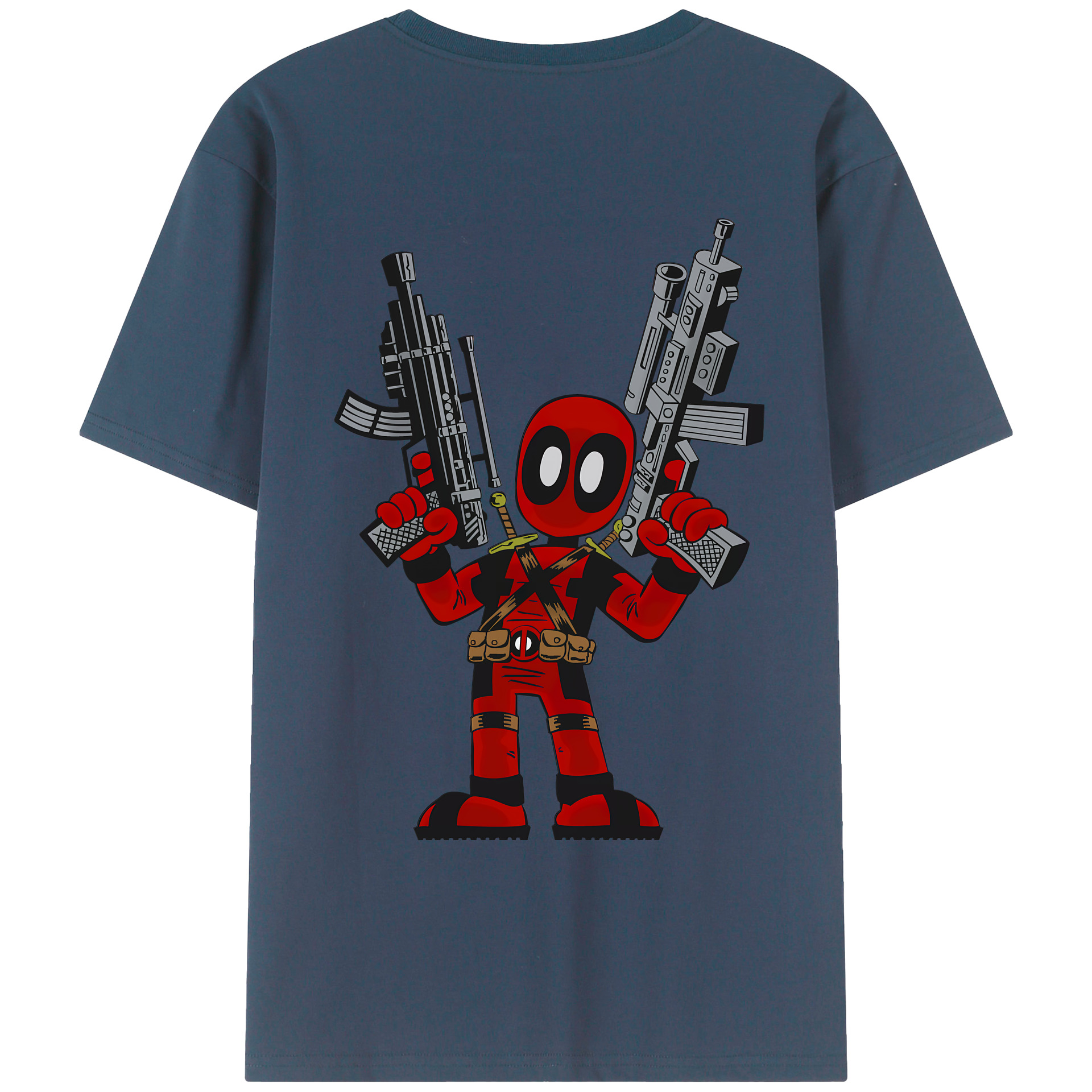 （画像用） Deadpool デッドプール 綿100％ メンズ半袖Tシャツ（バックプリント） 通気性