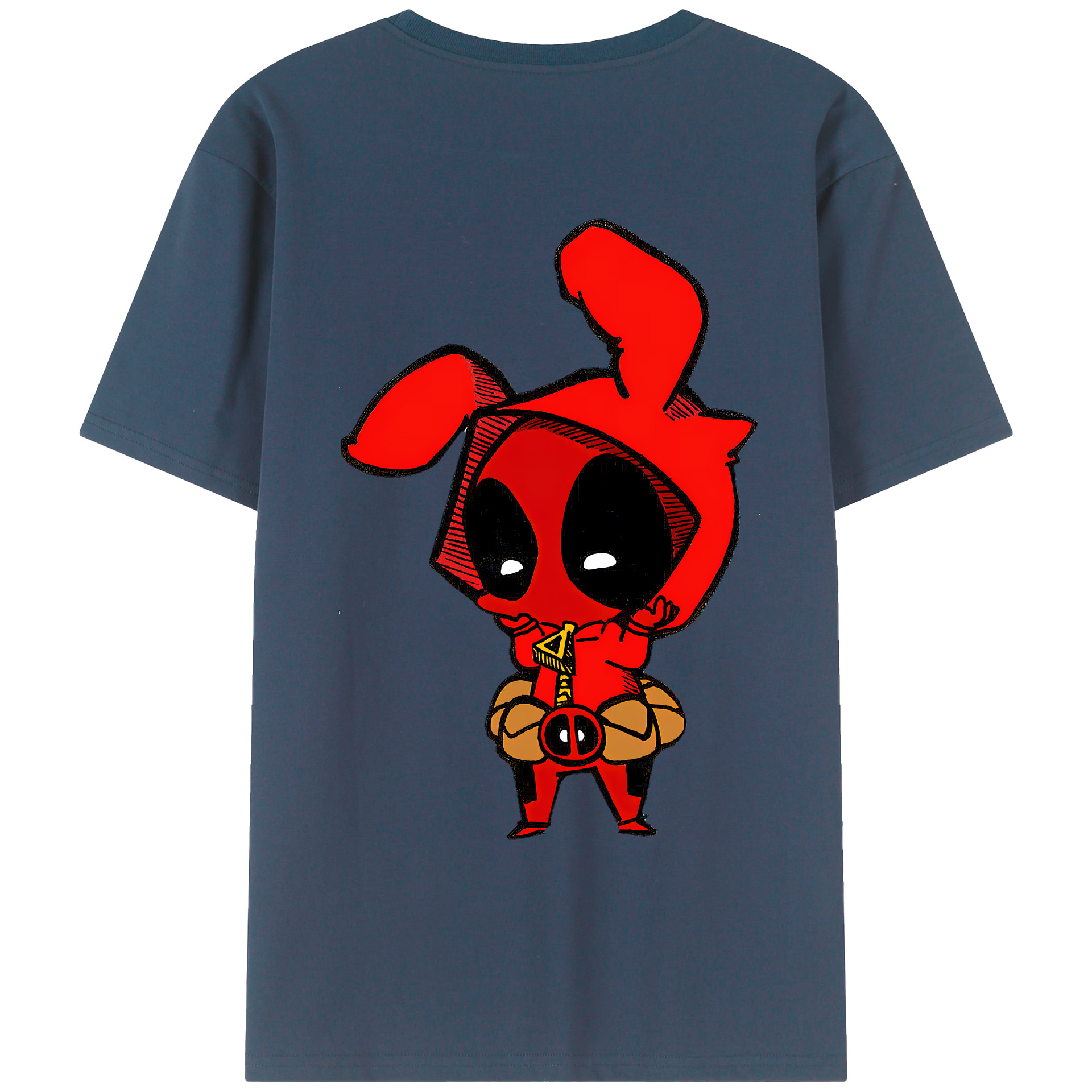 （画像用） Deadpool デッドプール 綿100％ メンズ半袖Tシャツ（バックプリント） 通気性
