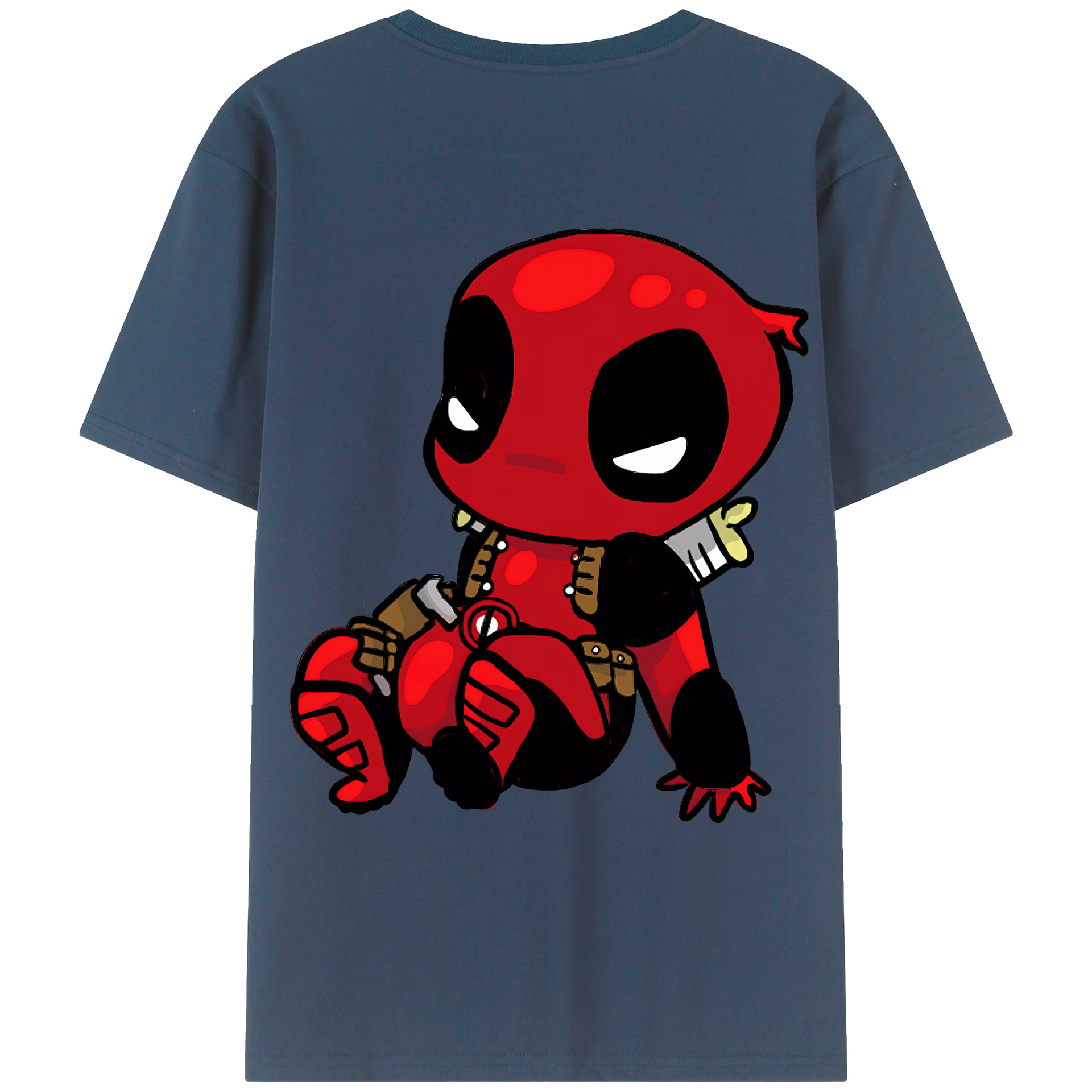 （画像用） Deadpool デッドプール 綿100％ メンズ半袖Tシャツ（バックプリント） 通気性