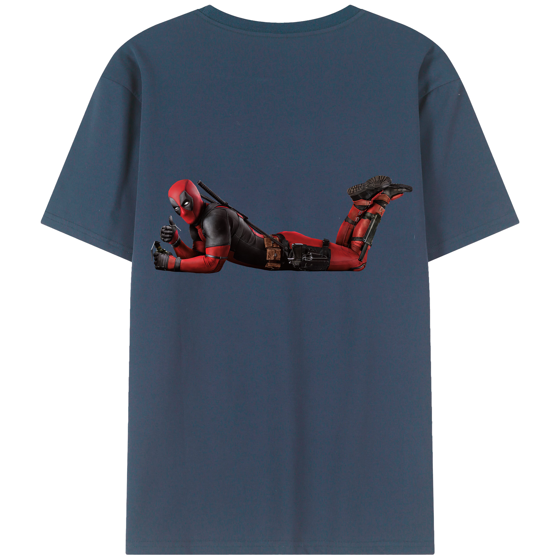 （画像用） Deadpool デッドプール 綿100％ メンズ半袖Tシャツ（バックプリント） 通気性