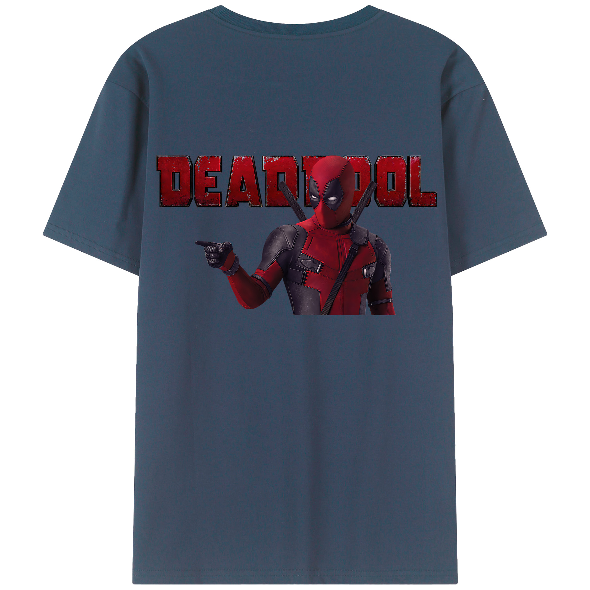 （画像用） Deadpool デッドプール 綿100％ メンズ半袖Tシャツ（バックプリント） 通気性