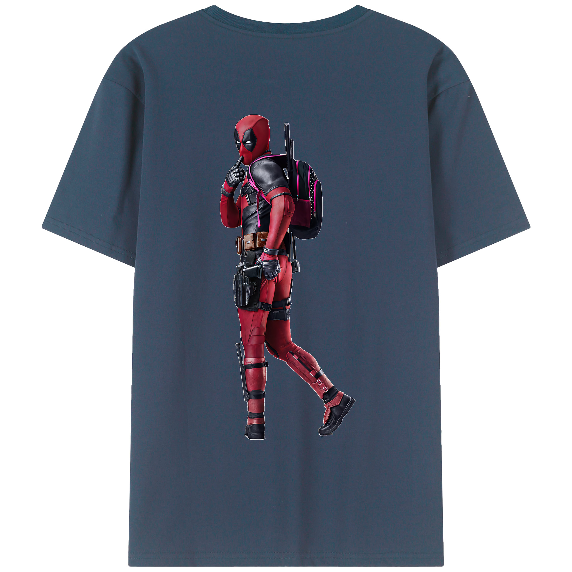 （画像用） Deadpool デッドプール 綿100％ メンズ半袖Tシャツ（バックプリント） 通気性