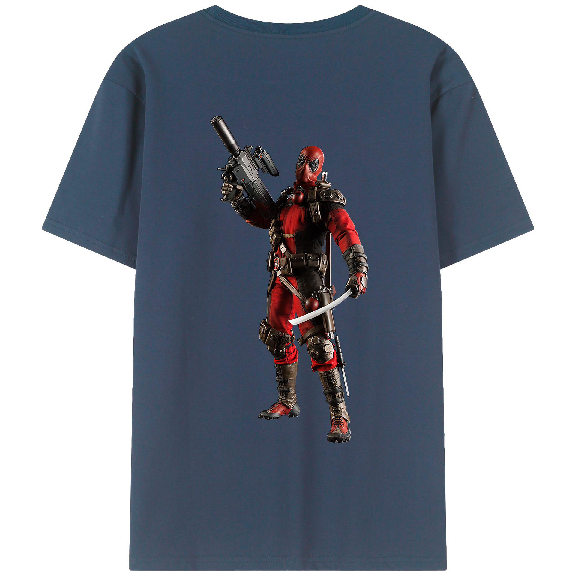 （画像用） Deadpool デッドプール 綿100％ メンズ半袖Tシャツ（バックプリント） 通気性