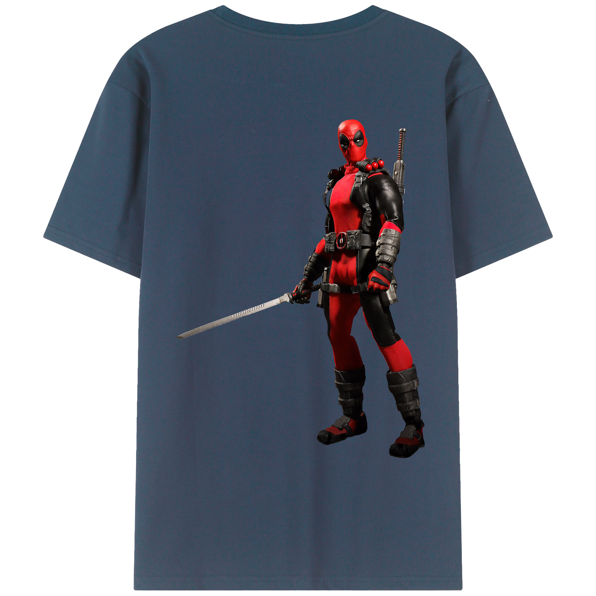 （画像用） Deadpool デッドプール 綿100％ メンズ半袖Tシャツ（バックプリント） 通気性